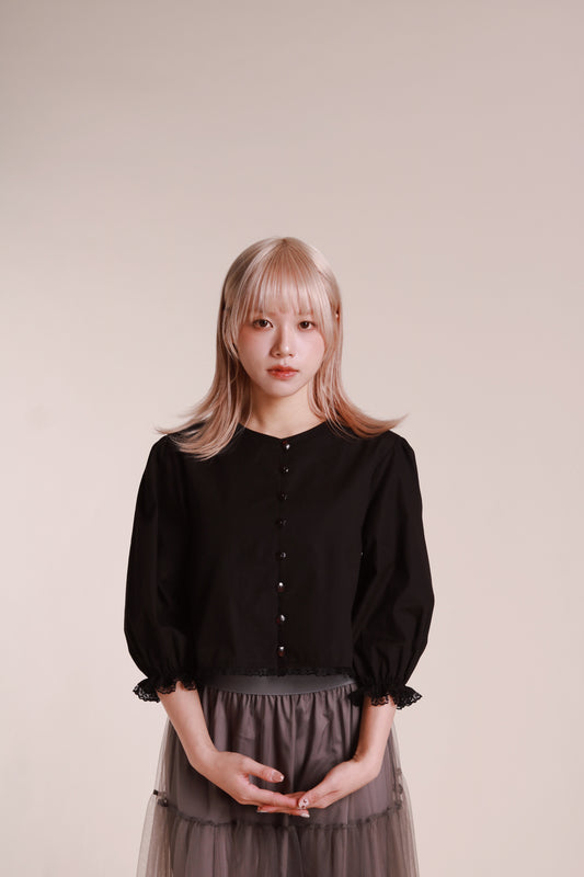 Retro Lace Blouse (Black)