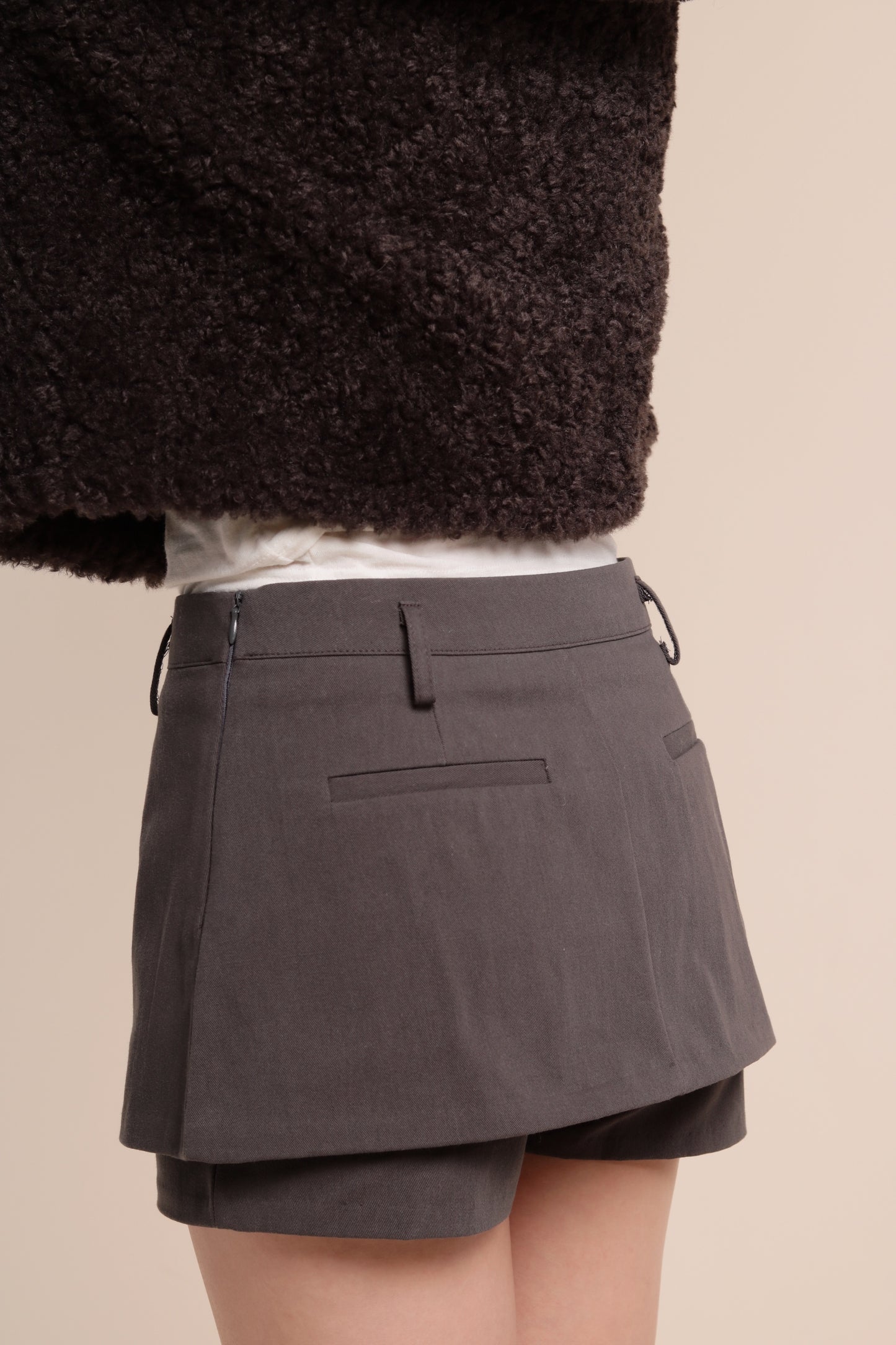 Belted Pants Skirt (Charcoal)