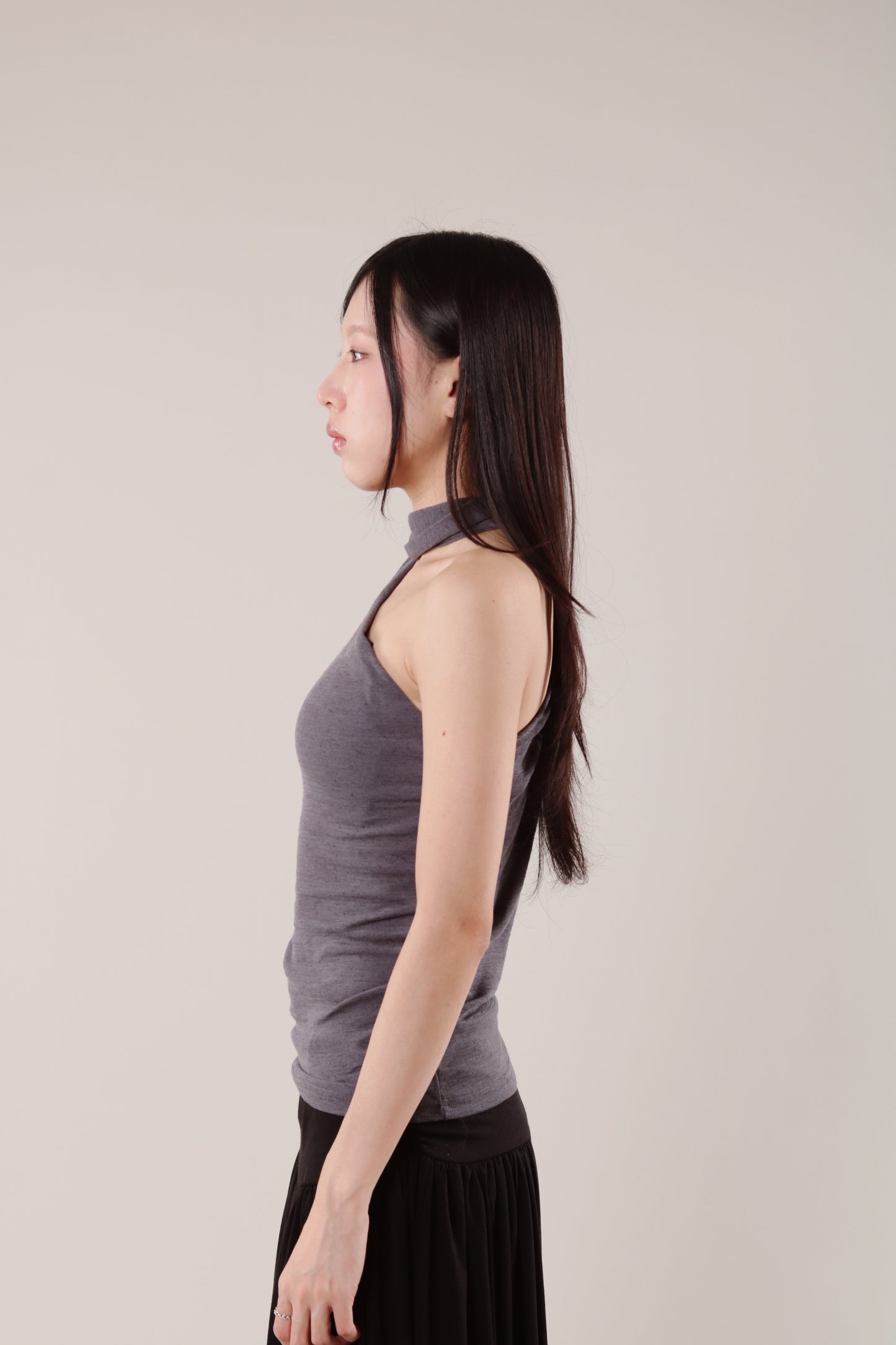 Linen Scarf Top (Charcoal)