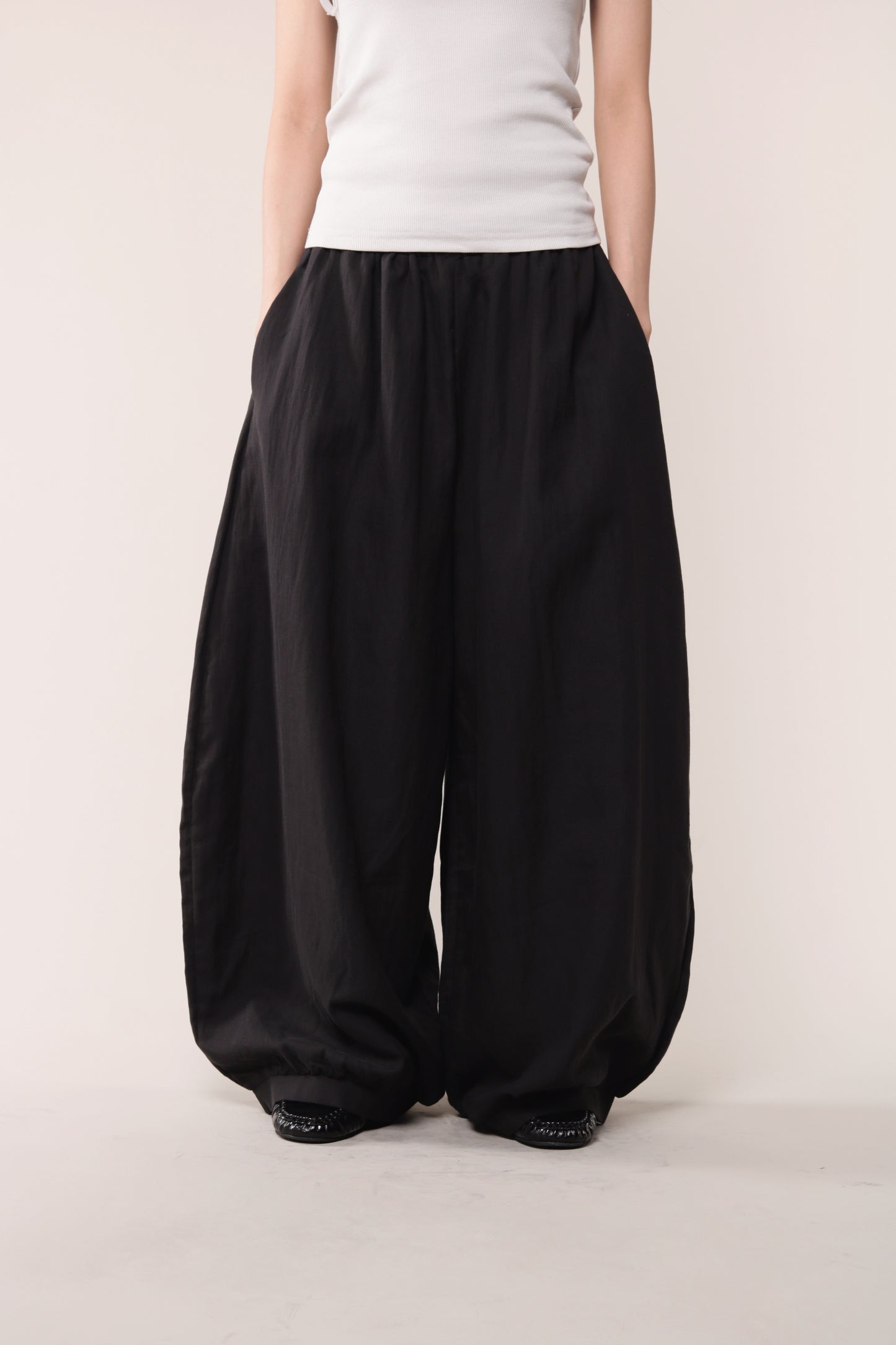 Linen Bubble Pants (Black)