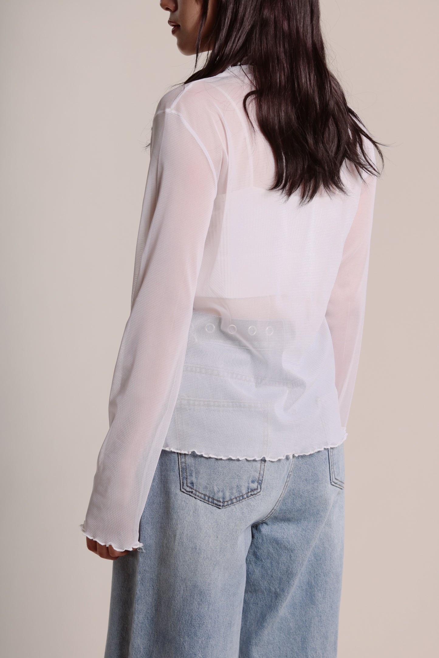 Ruffle See Through Top (White)