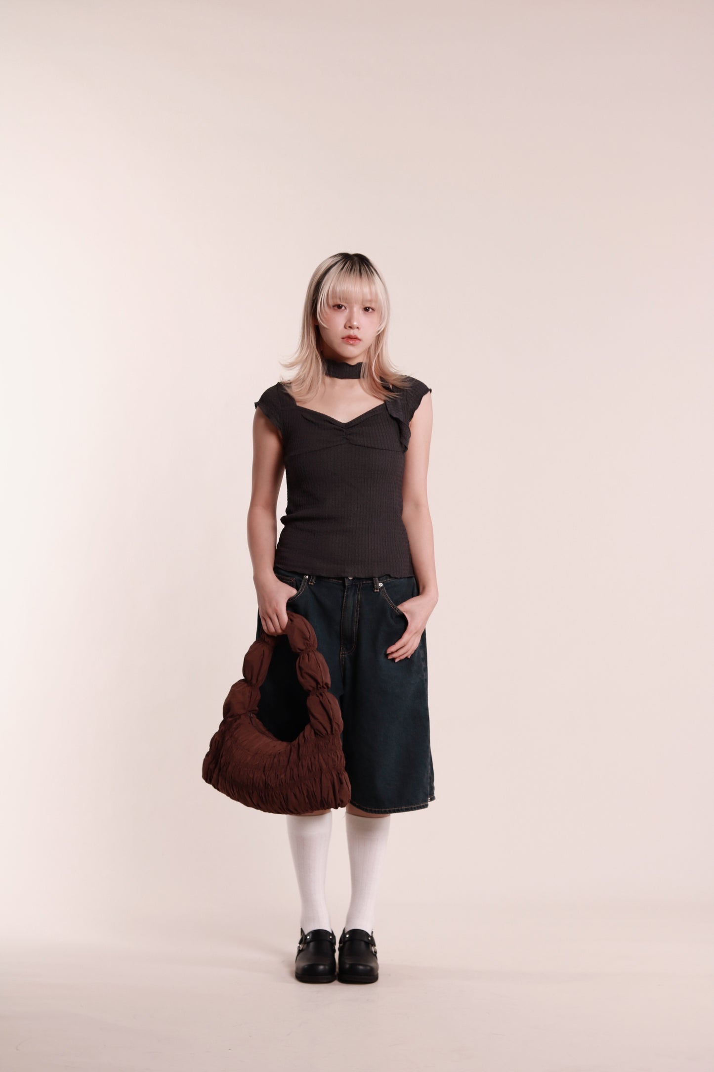 Gathered Tee Set (Charcoal)