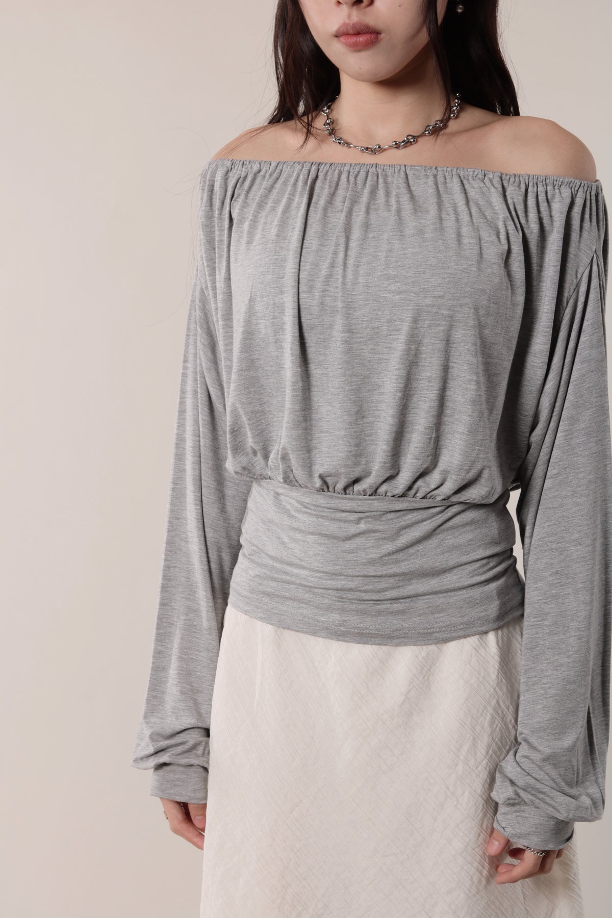 Luna Gathered Top (Grey)