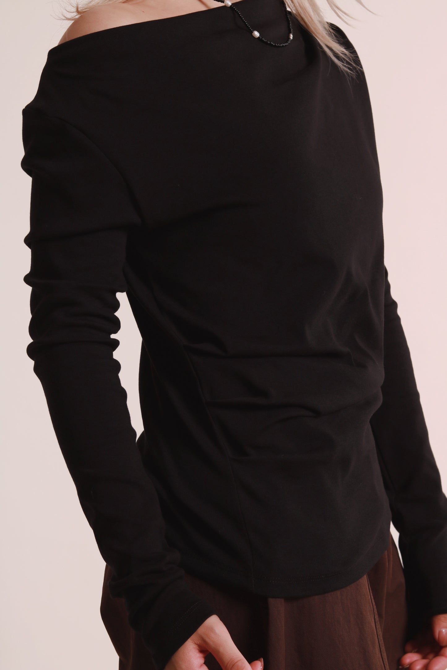 Gathered Long Tee (Black)