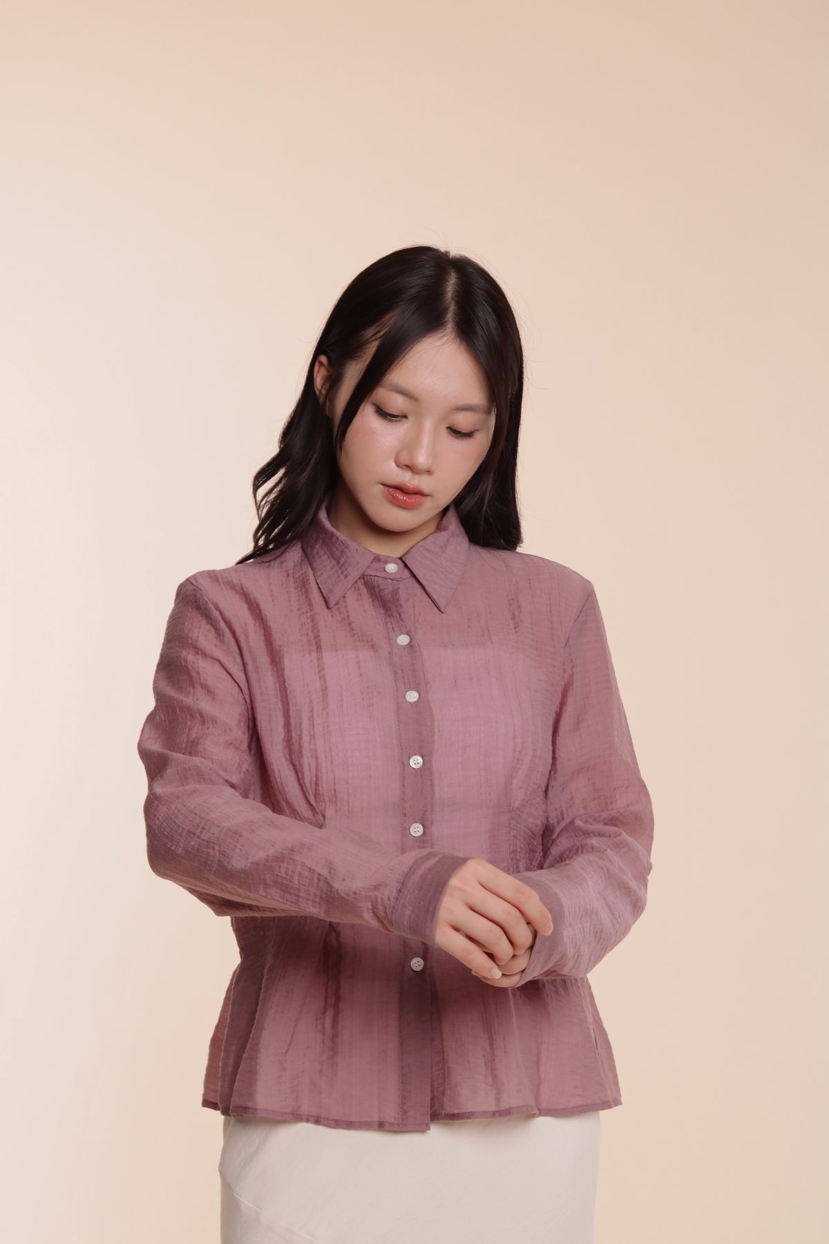 Checkered See Through Shirt (Pink)