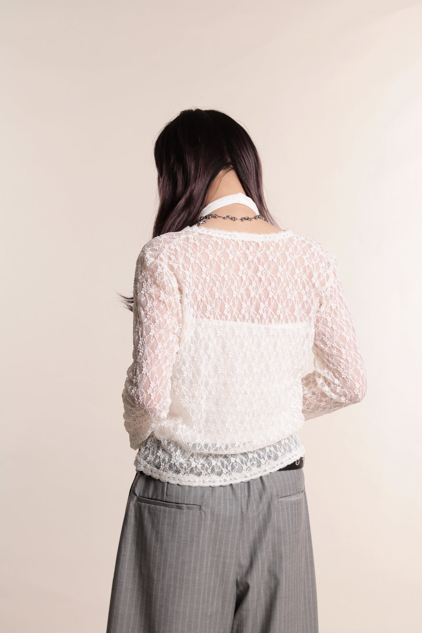 Floral Lace Cardigan (White)