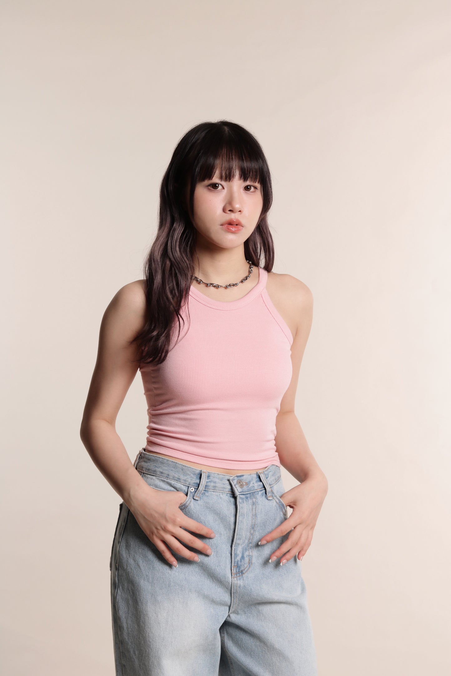 Ribbed Slim Bra Top (Pink)