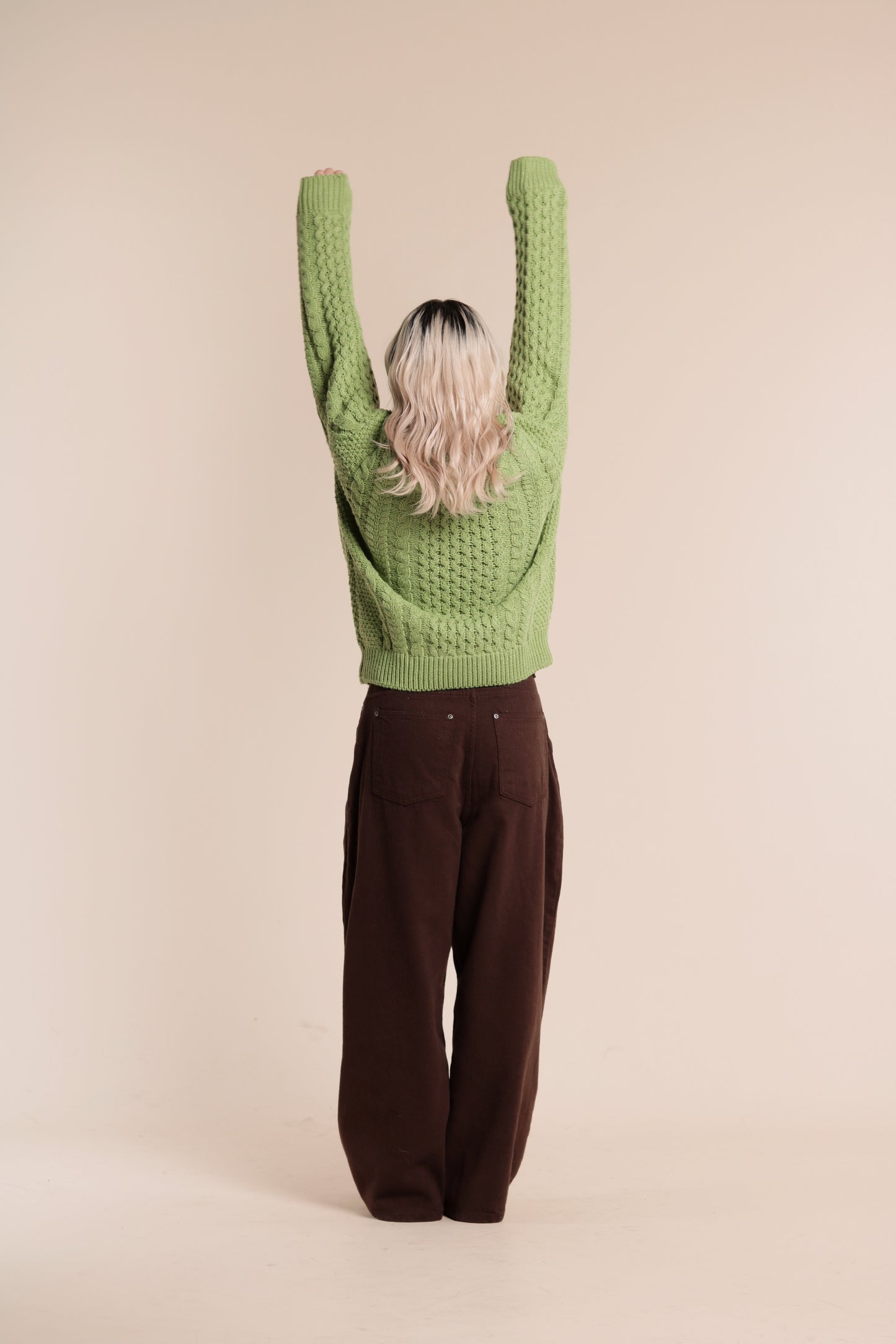 Oversized Cable Knit Sweater (Green)