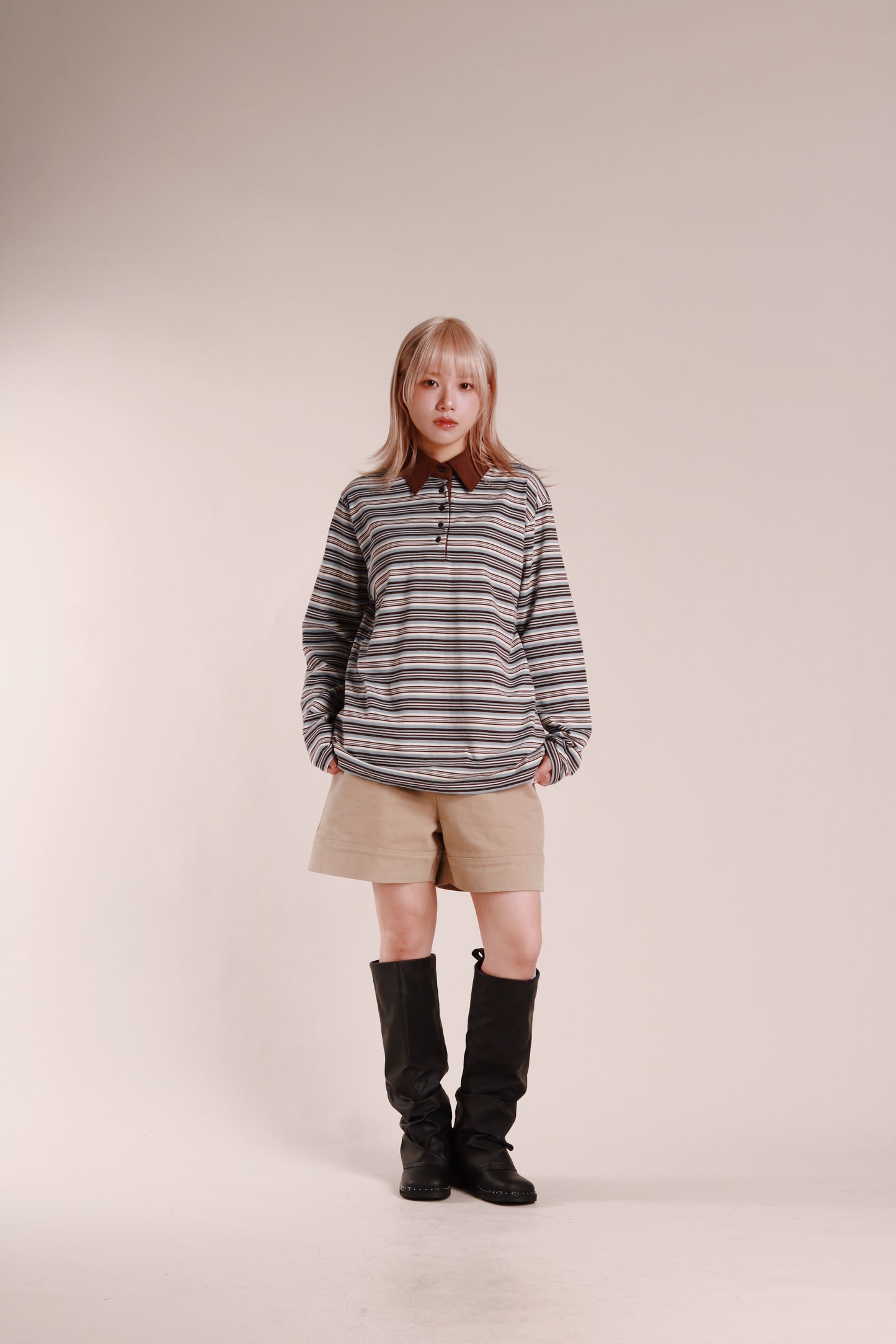 Striped Polo Top (Blue)