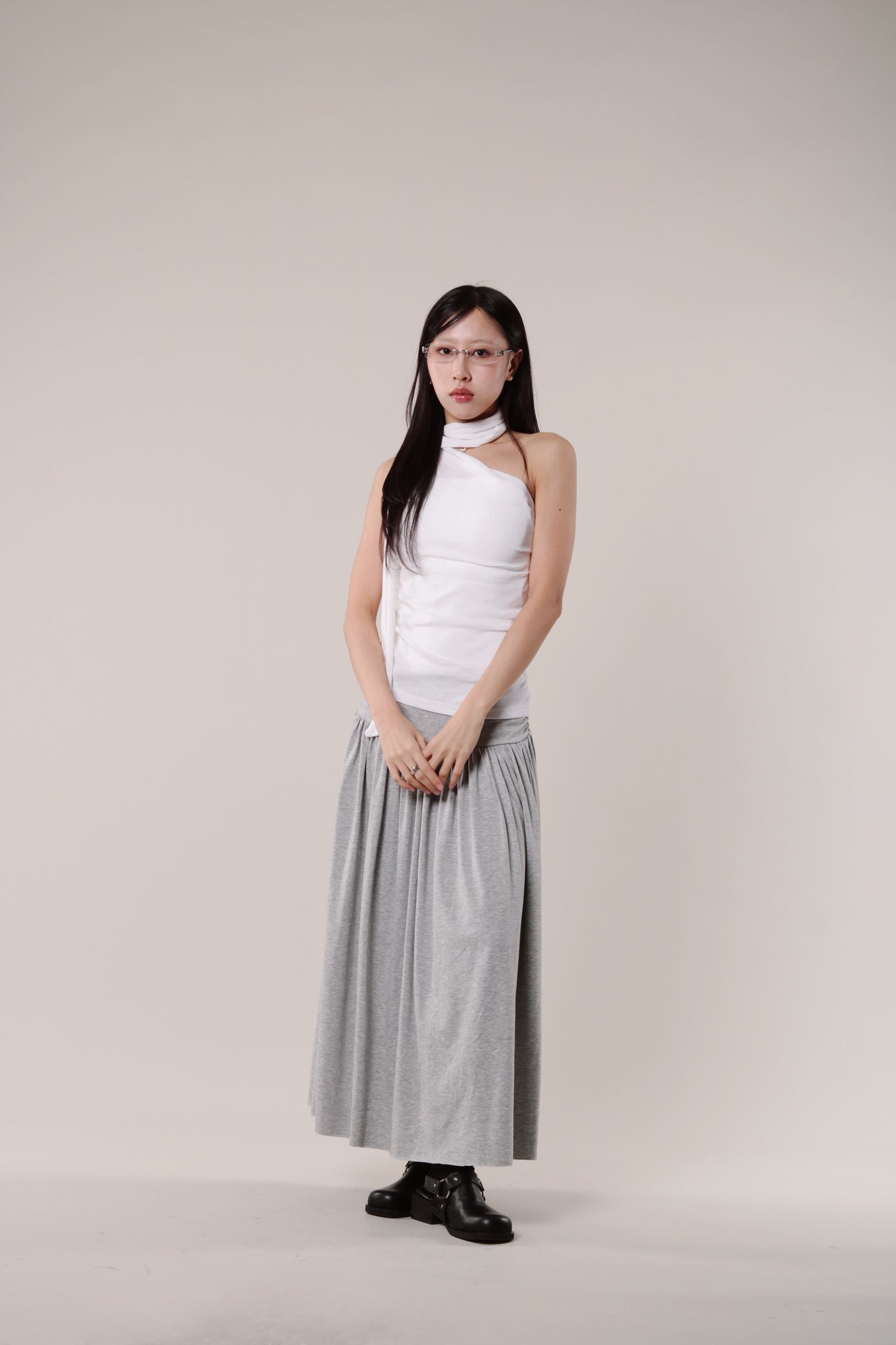 Linen Scarf Top (White)