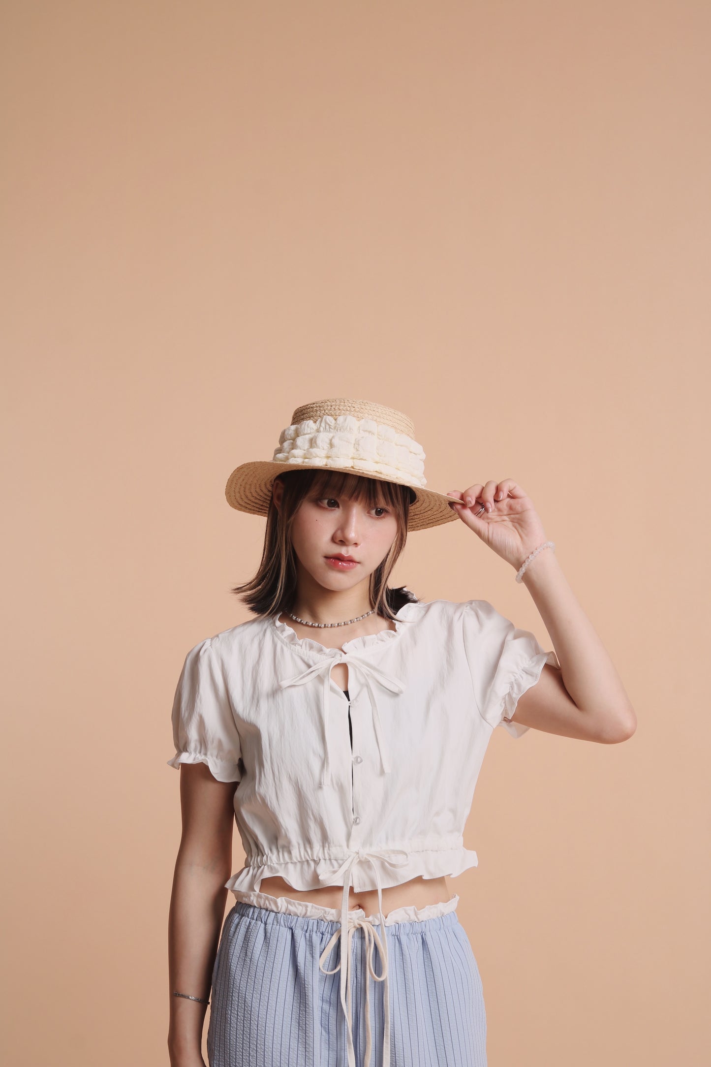 Bubble Straw Hat (Black/Ivory/Mustard)