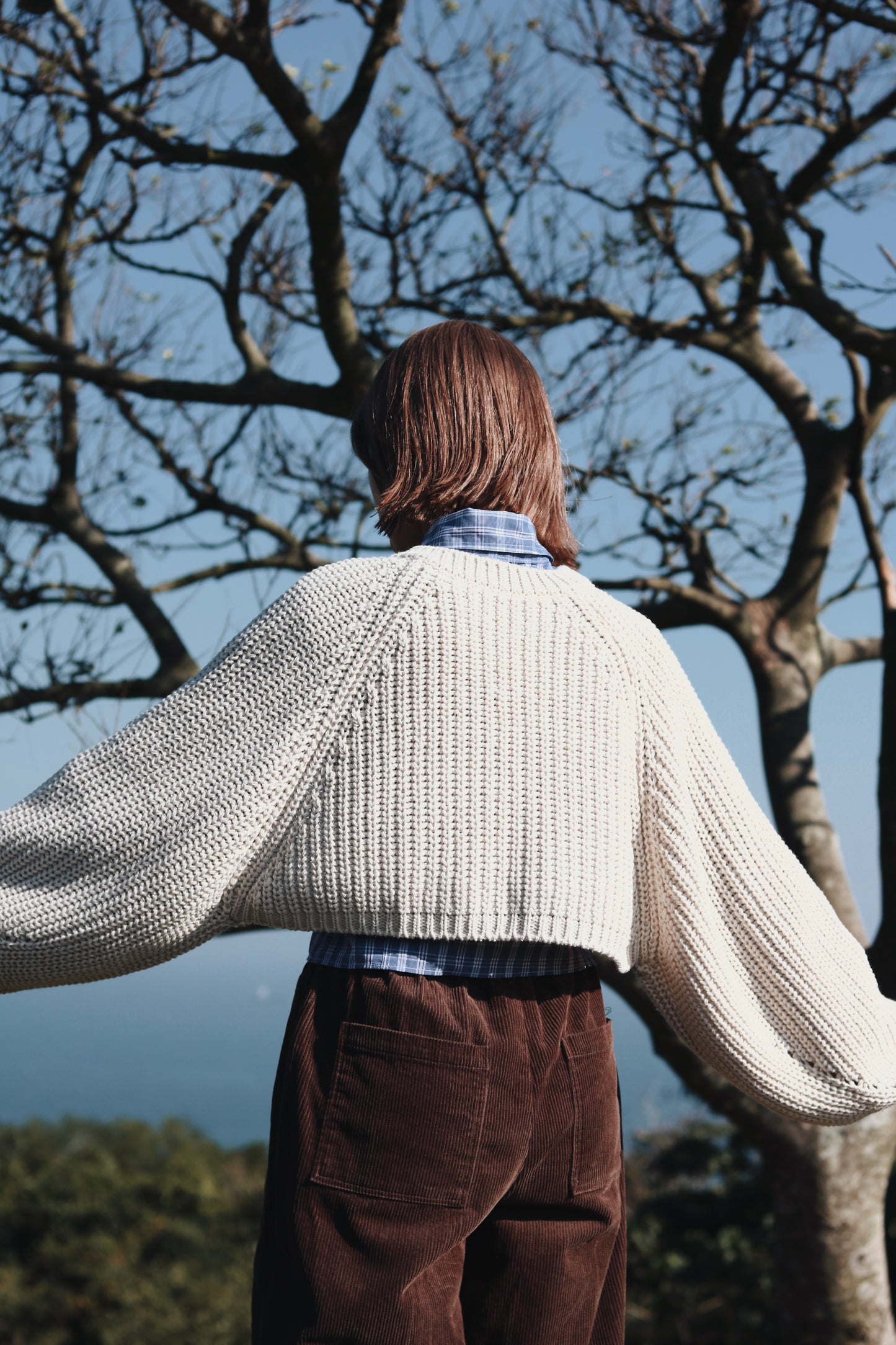 Puff Sleeve Cardigan (Ivory)