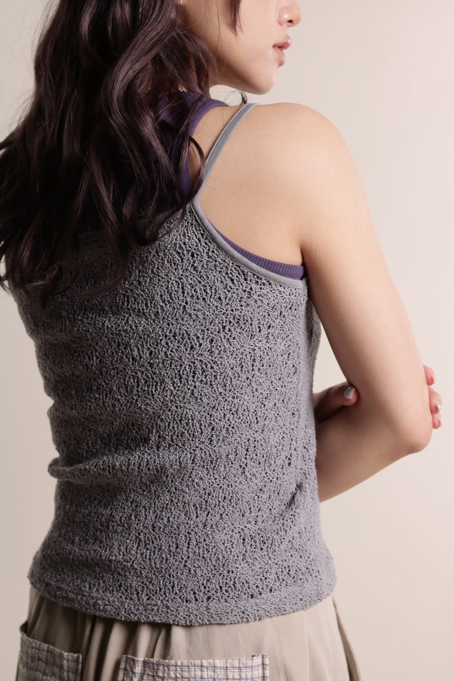 Mesh Sleeveless Top (Grey)