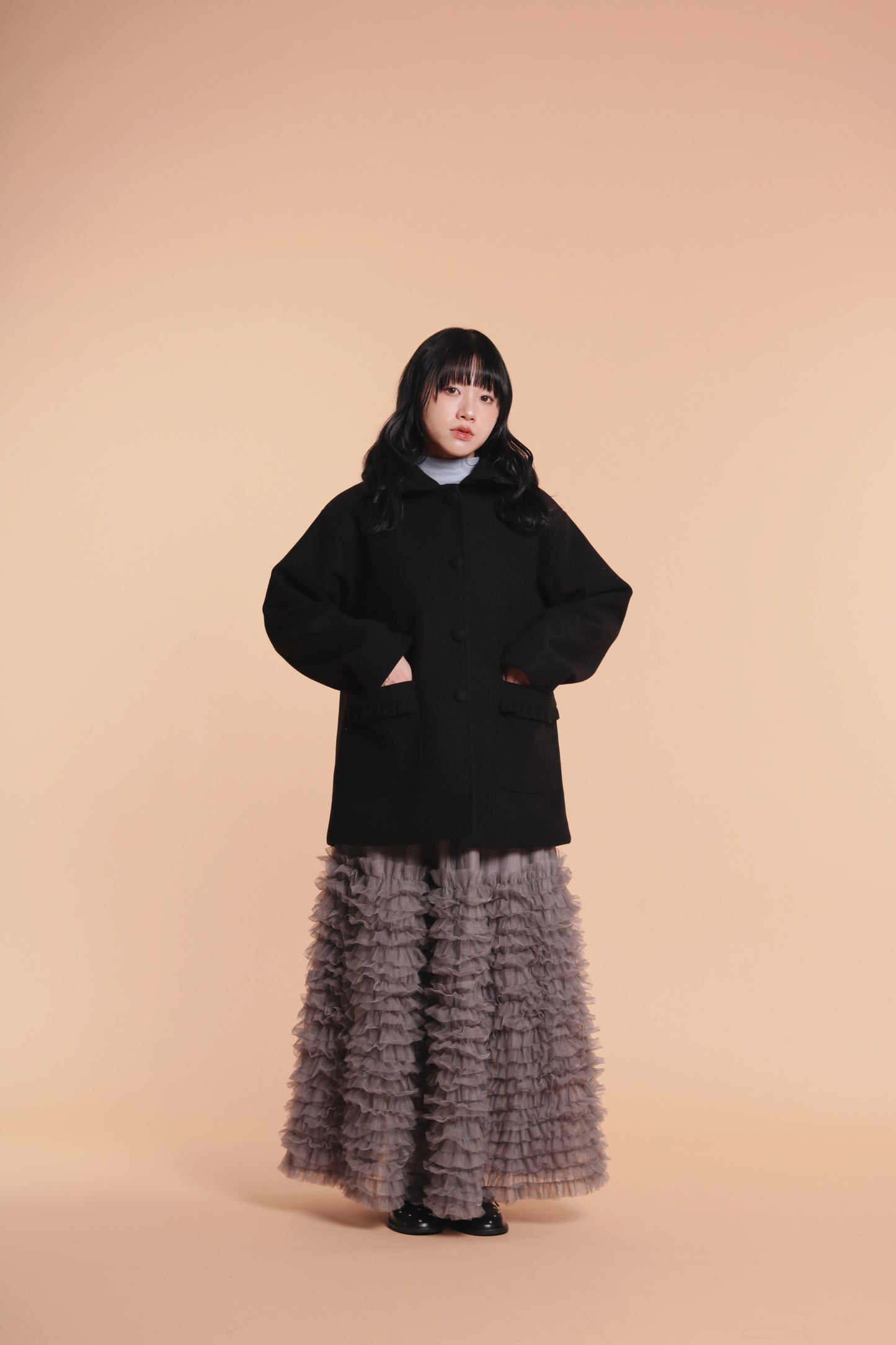 Doll Ruffle Lace Skirt (Grey)