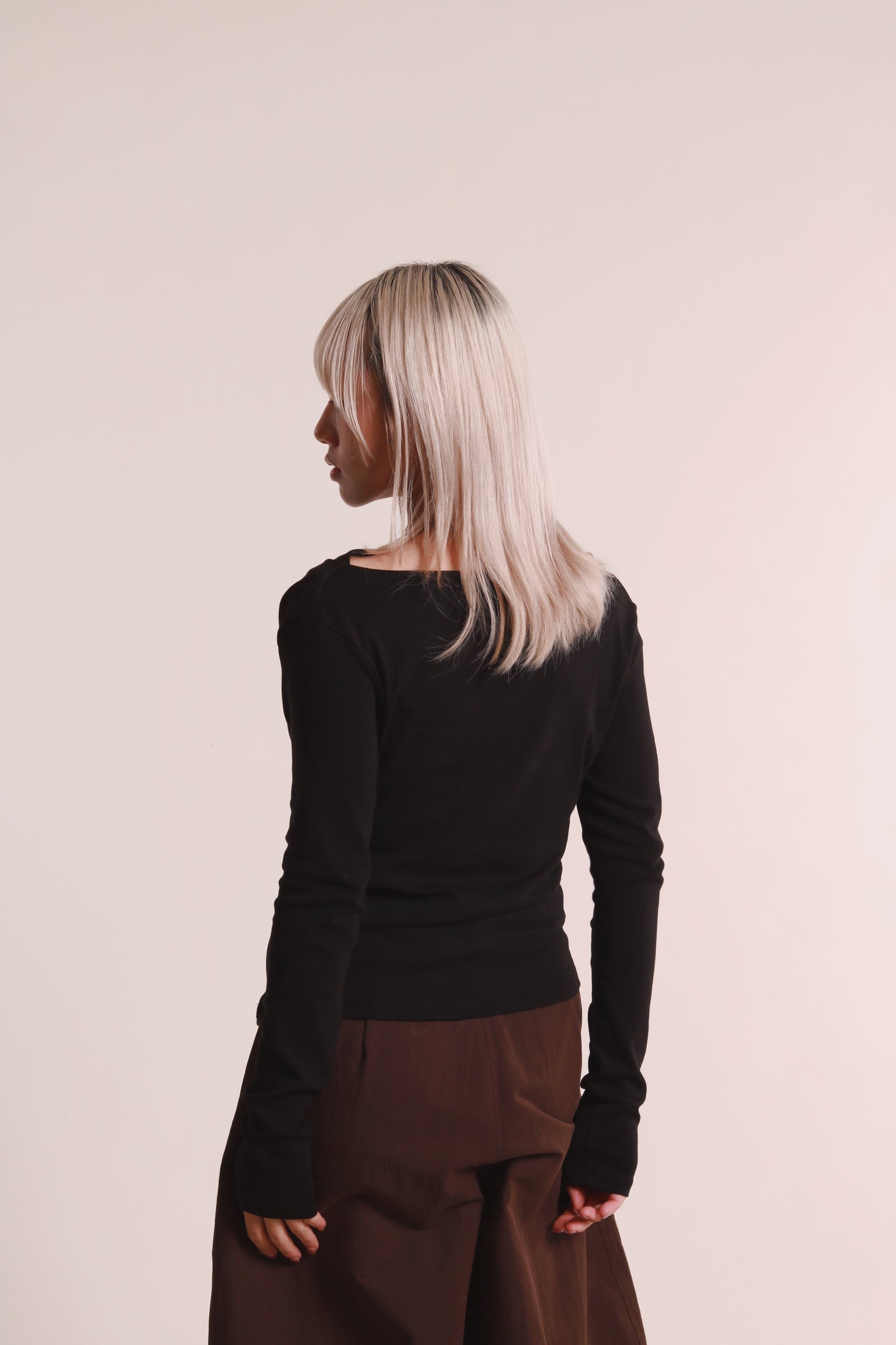 Gathered Long Tee (Black)