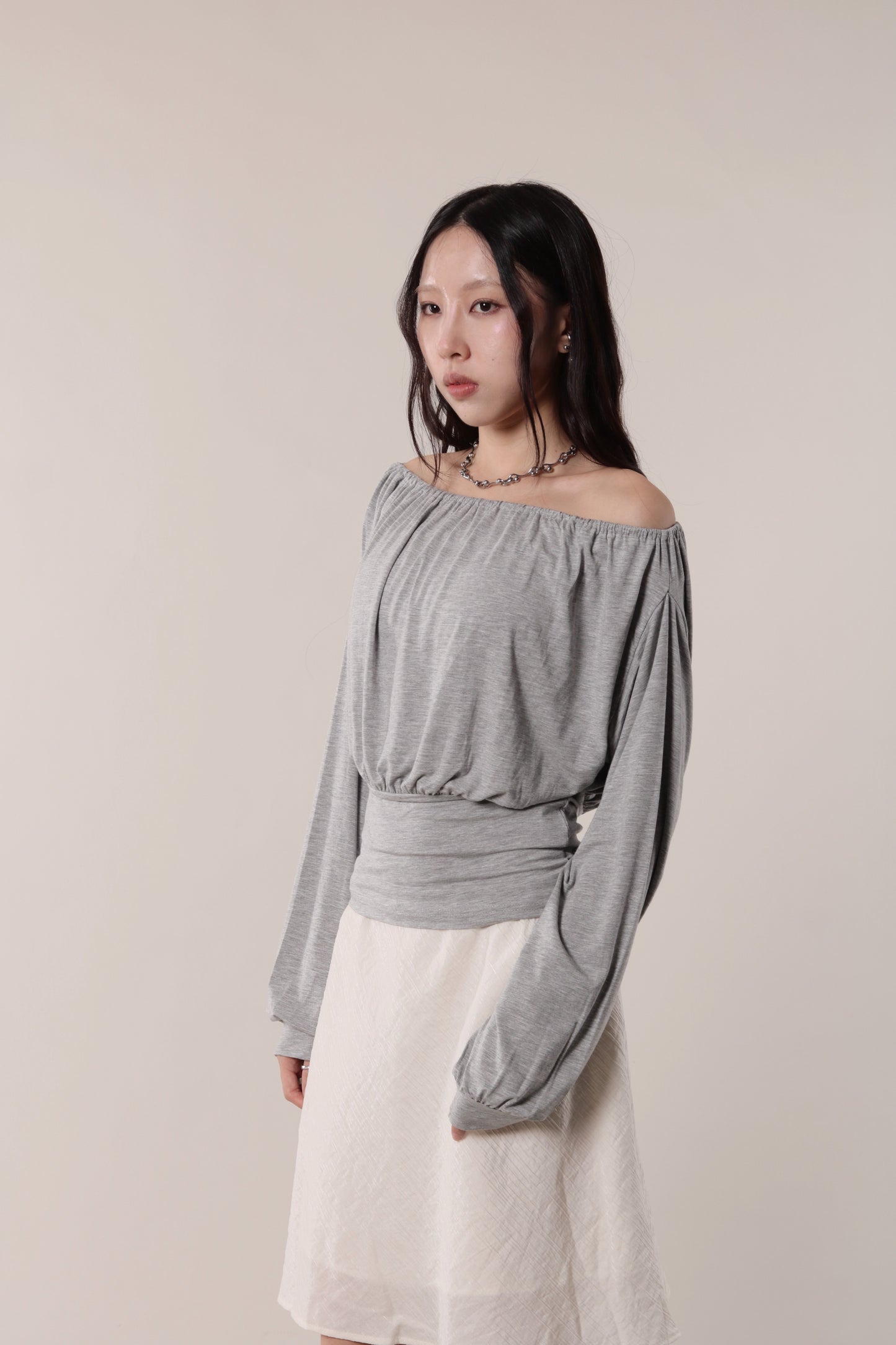 Luna Gathered Top (Grey)