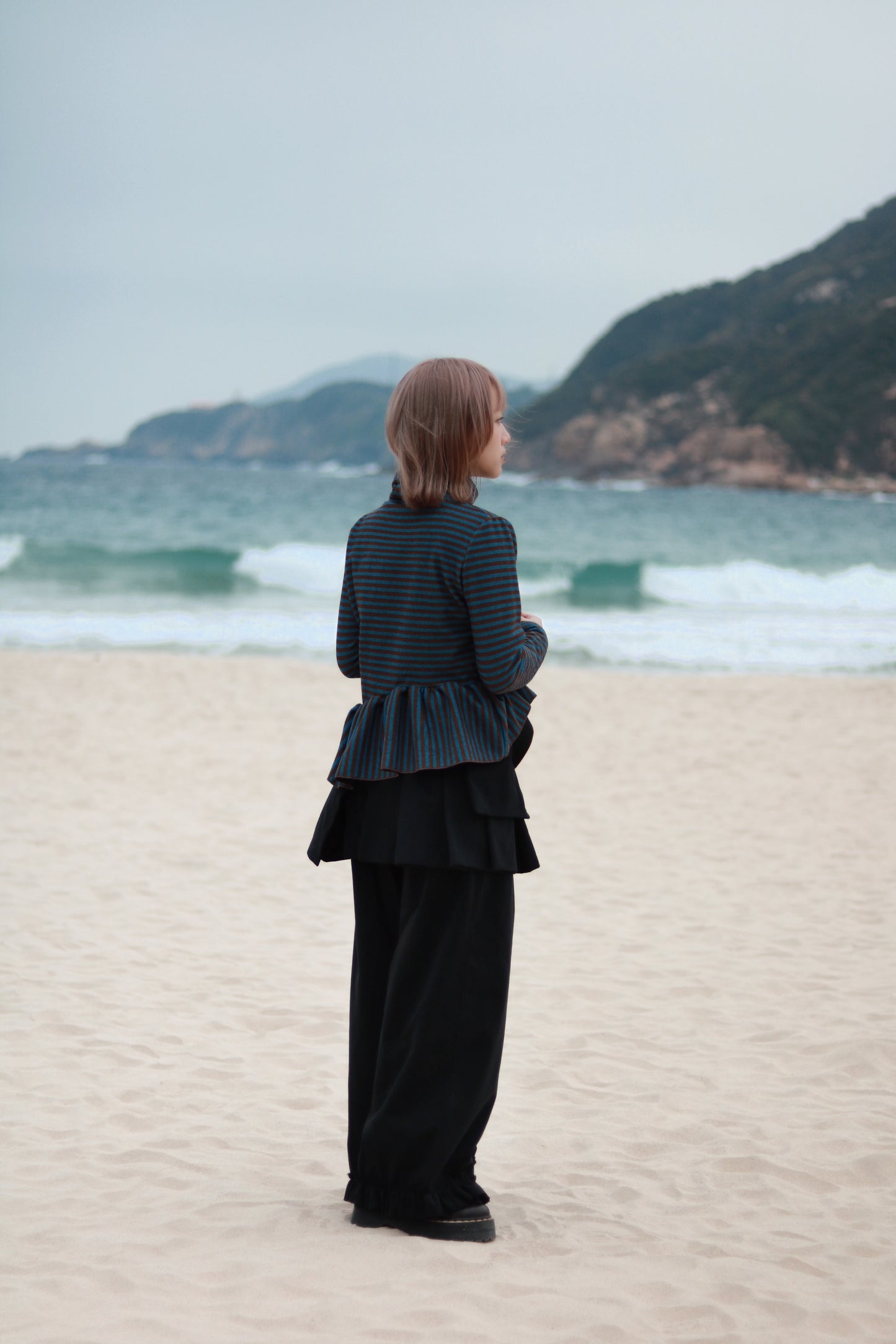 Striped Ruffle Top (Blue)