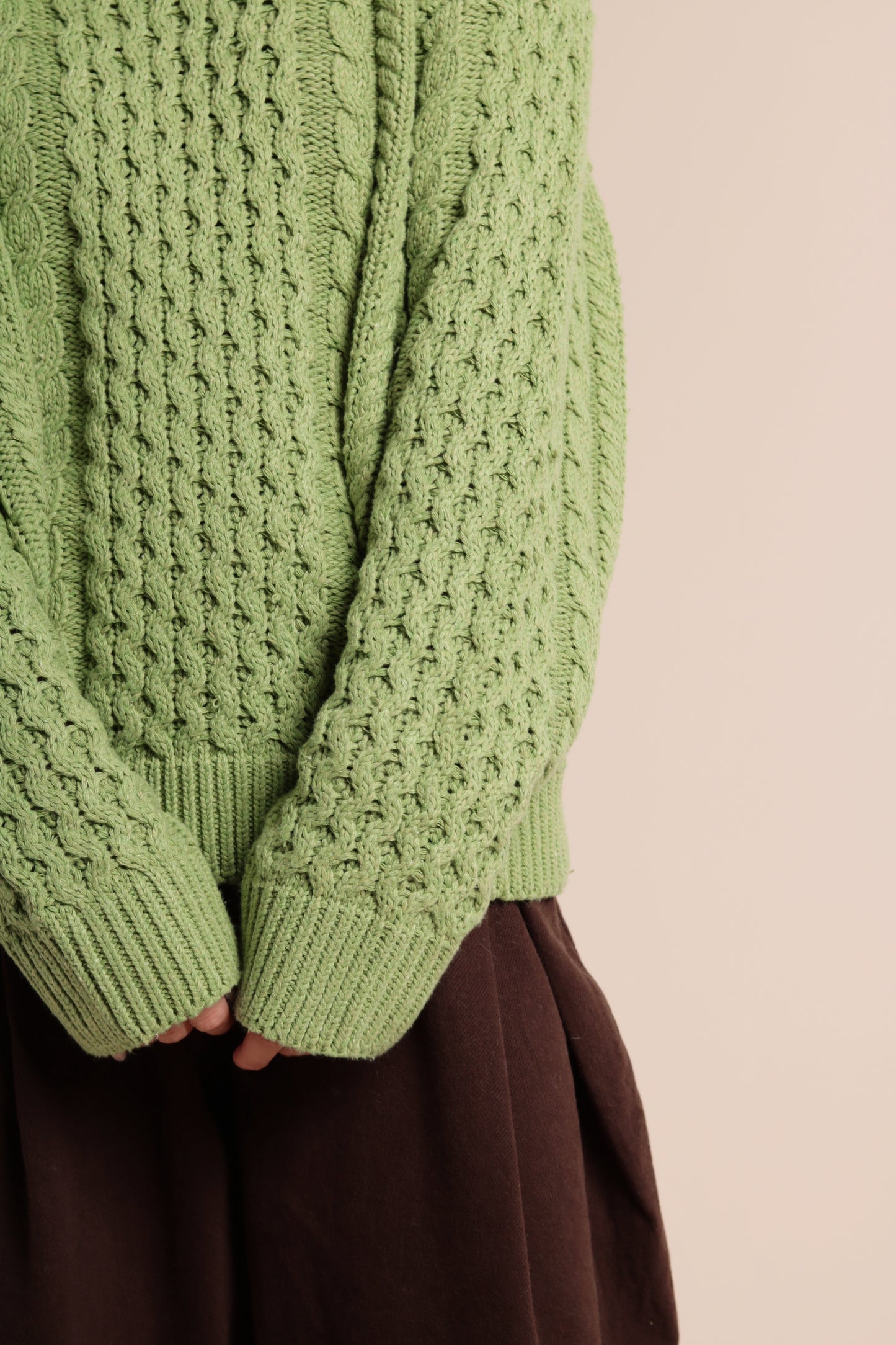 Oversized Cable Knit Sweater (Green)