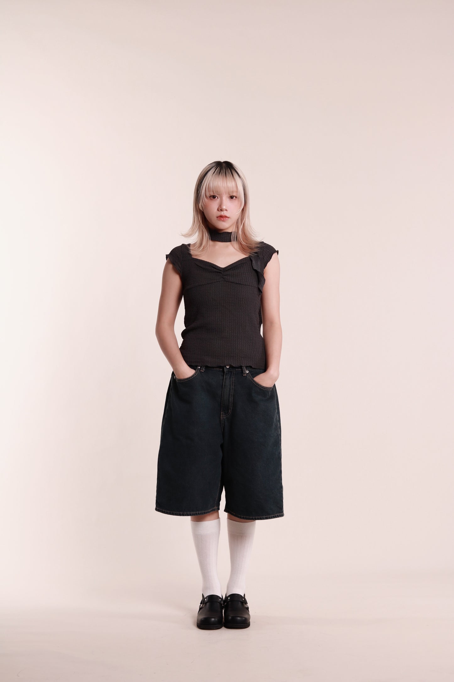 Gathered Tee Set (Charcoal)