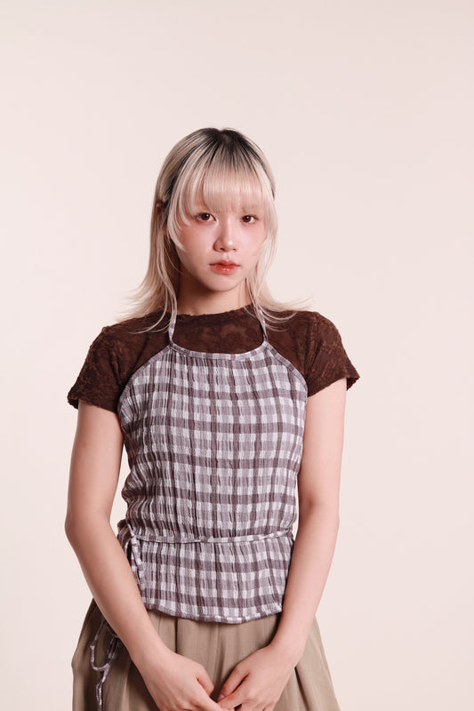 Checkered Halter Top (Purple)