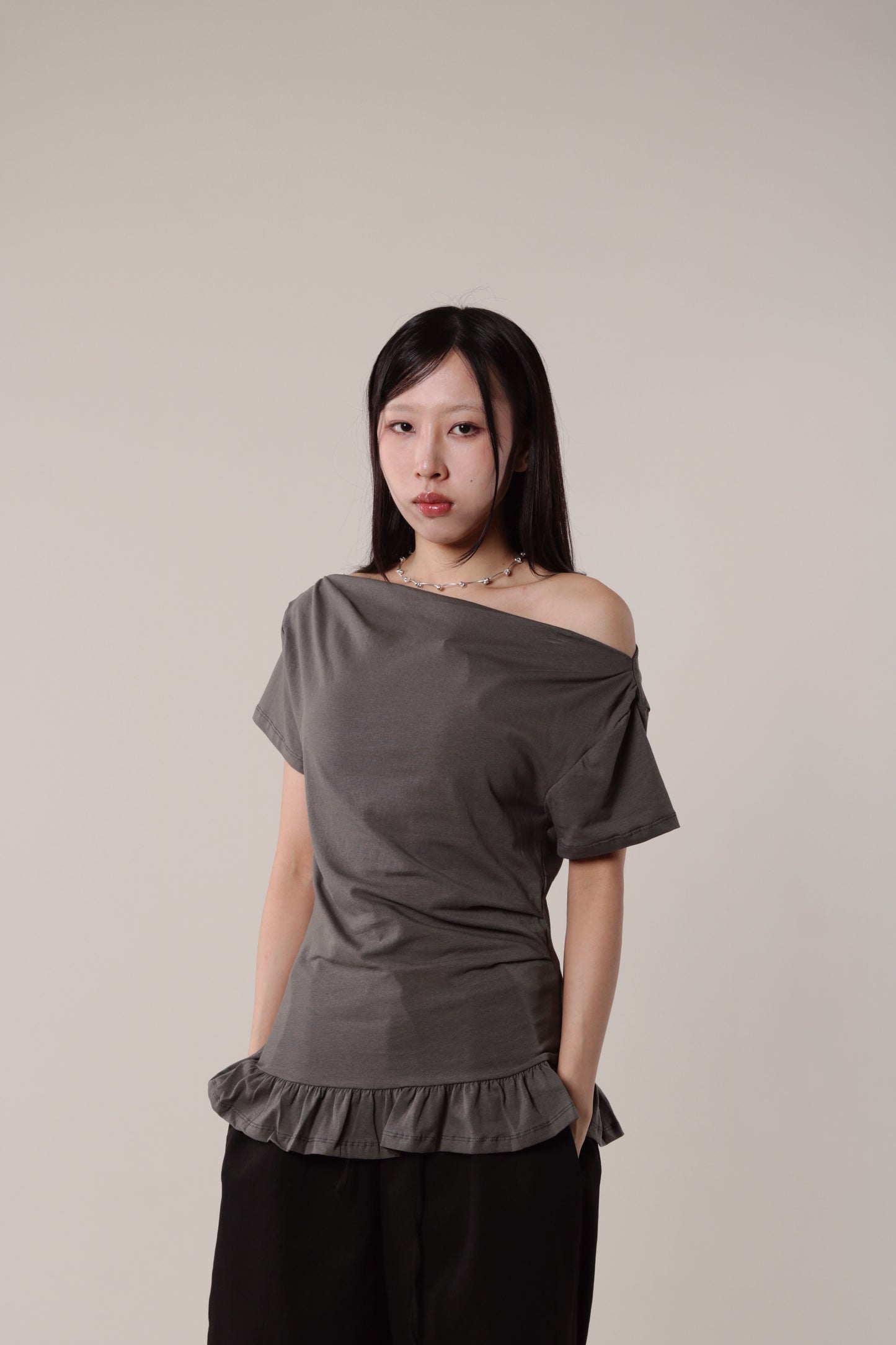 Ruffle Top (Charcoal)