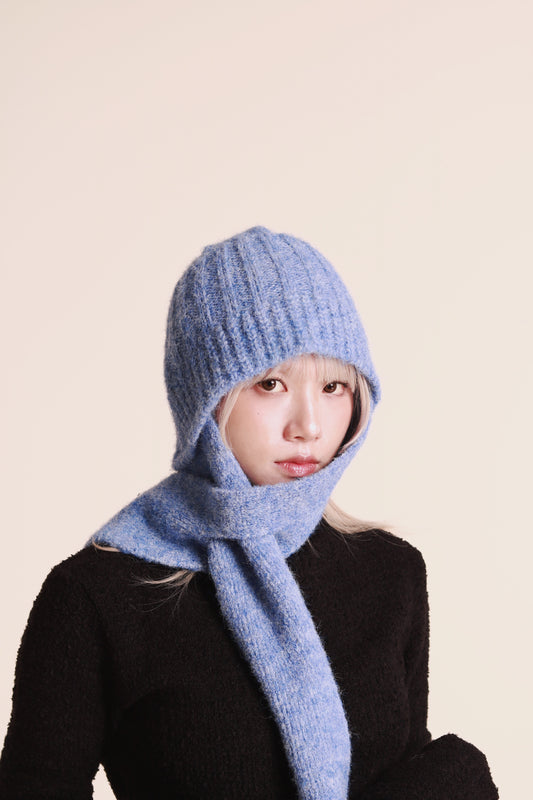Doll Knit Scarf Flight Cap (Blue)