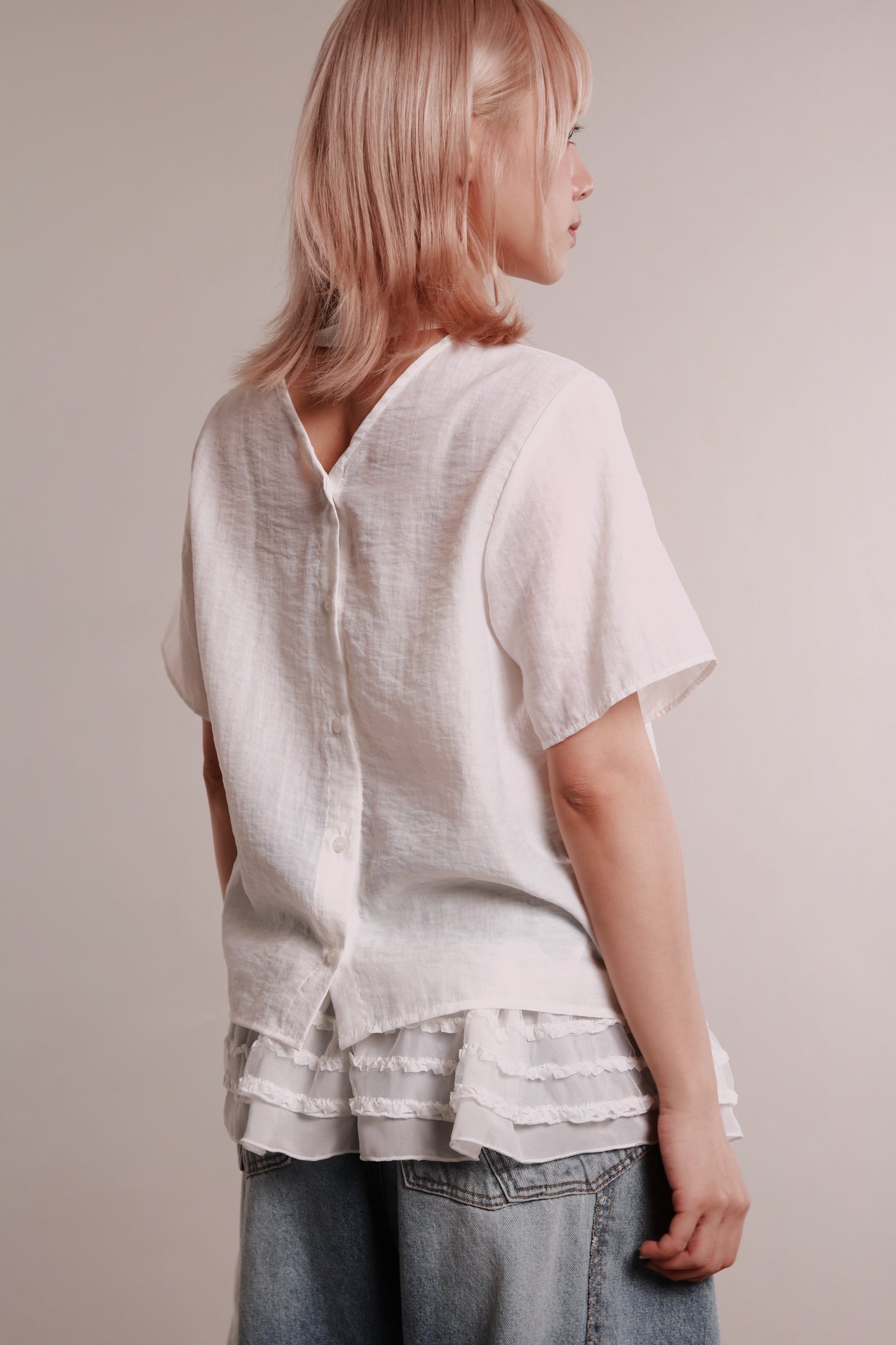 See Through Tie Top (White)