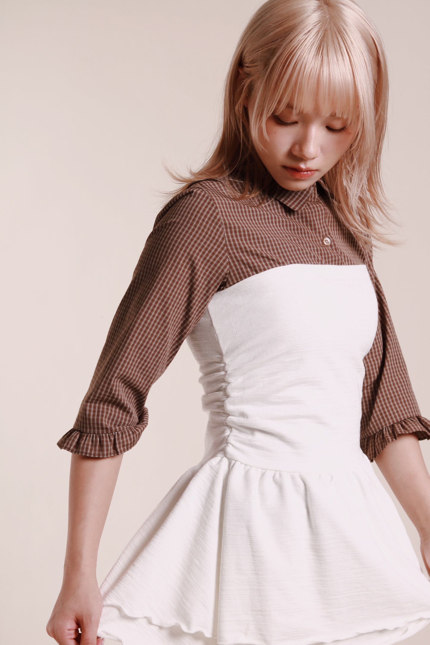 Ruffle Tube Mini Dress (White)