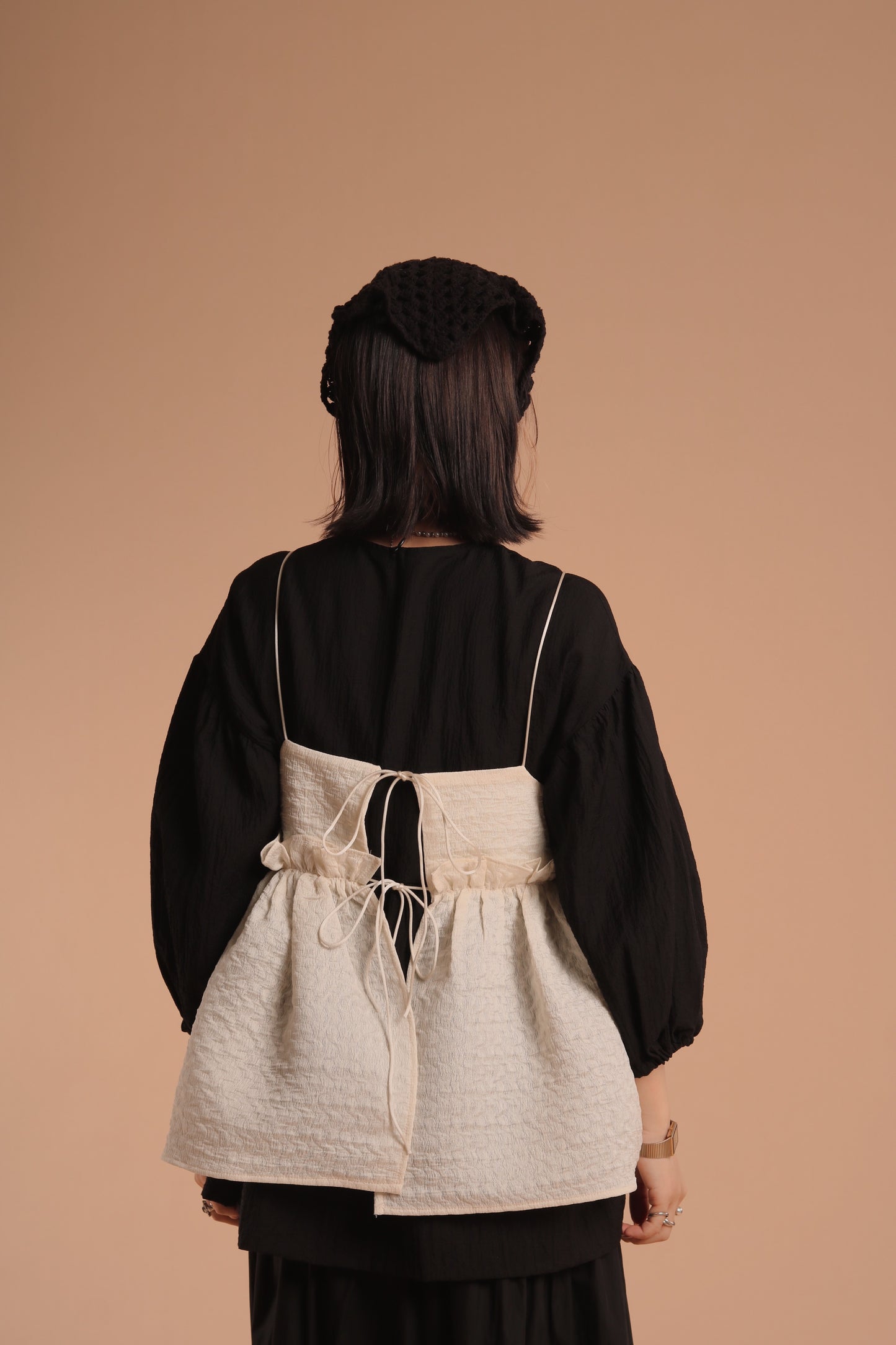 Doll Puff Sleeve Blouse (Black)