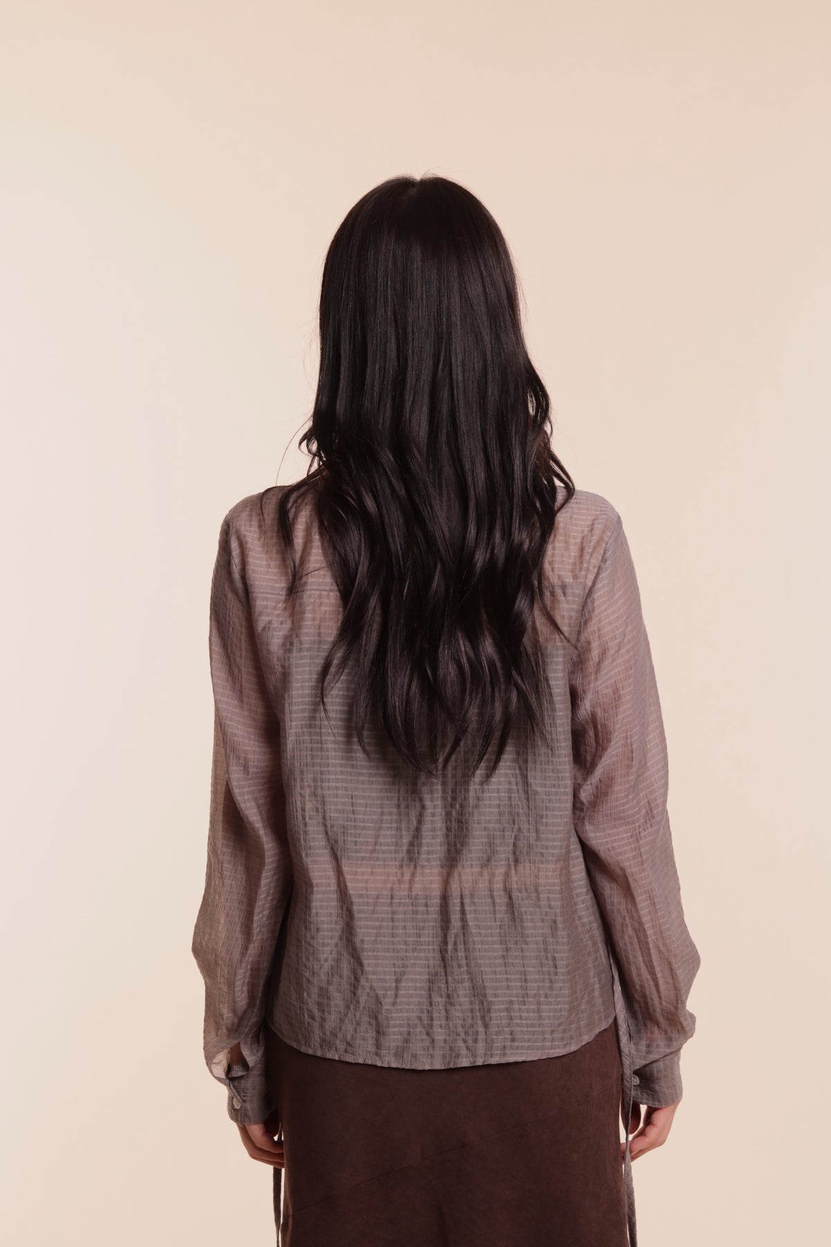 Checkered See Through Shirt (Brown)