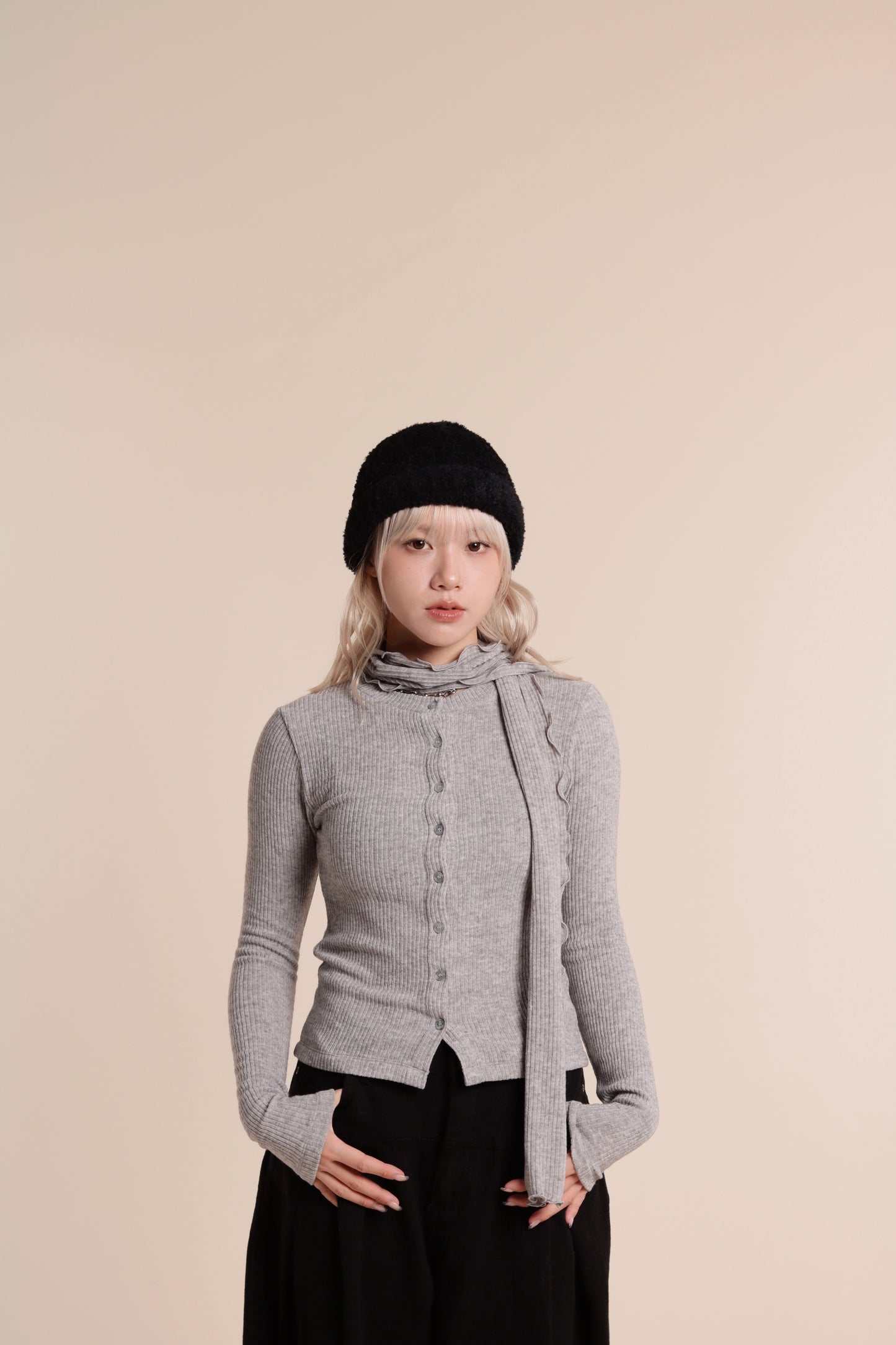 Little Scarf Cardigan (Grey)