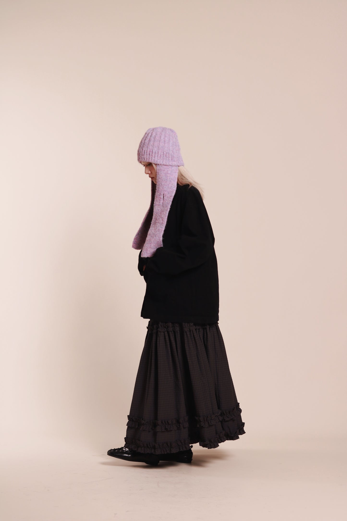 Doll Knit Scarf Flight Cap (Purple)