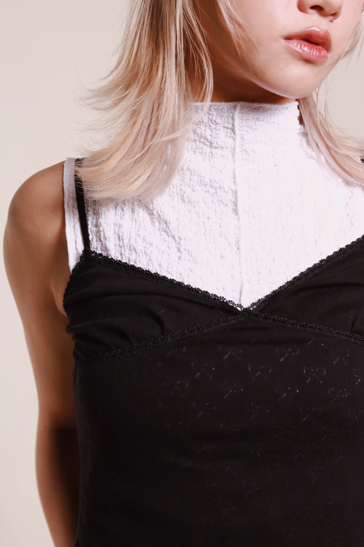 Ruffle Sleeveless Top (White)