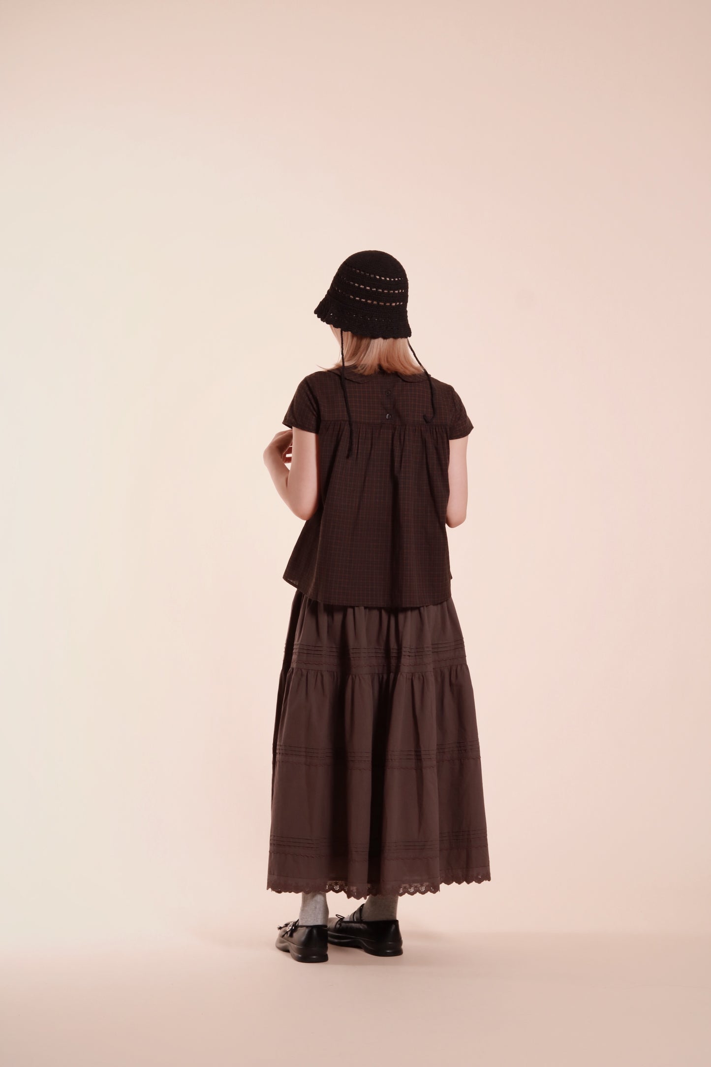 Doll Bow Blouse (Brown)