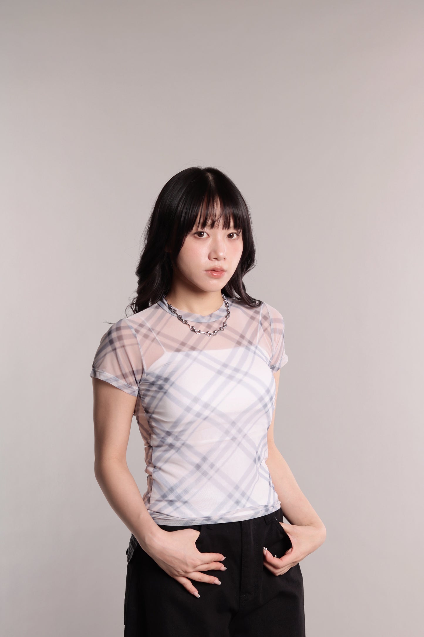 Checker Mesh Tee (Ivory)