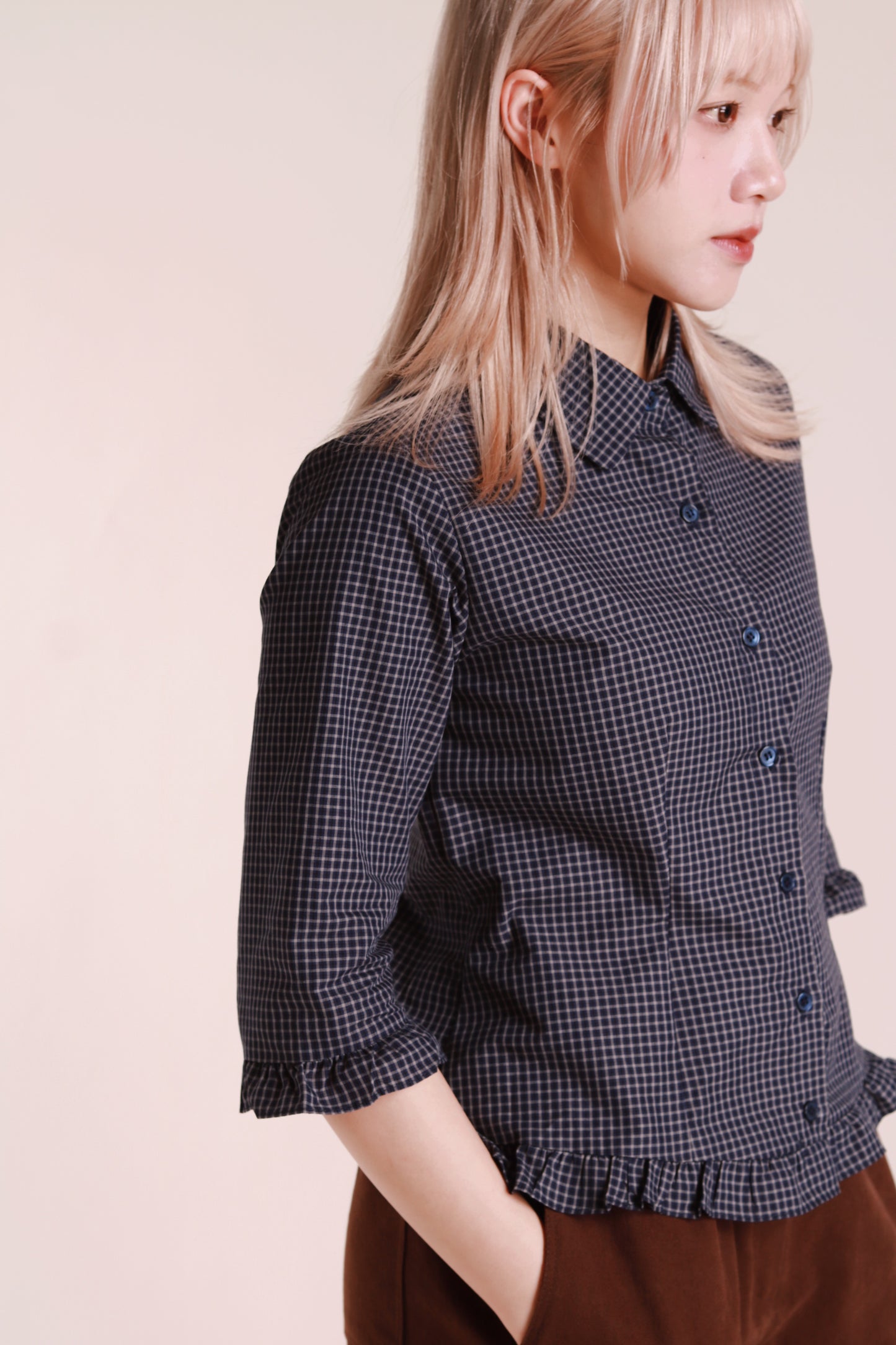 Autumn Ruffle Shirt (Navy)