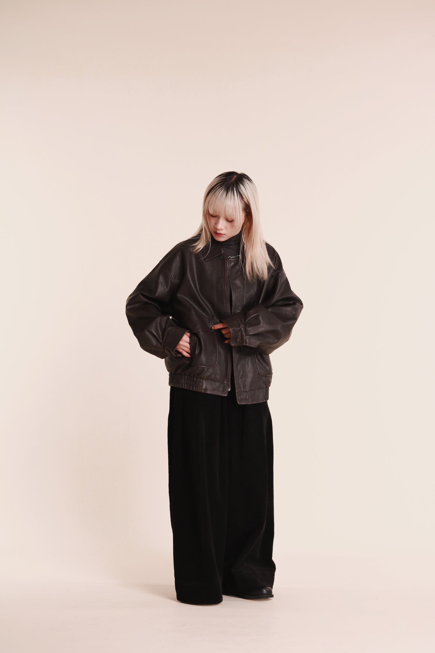 Corduroy Wide Pants (Black)