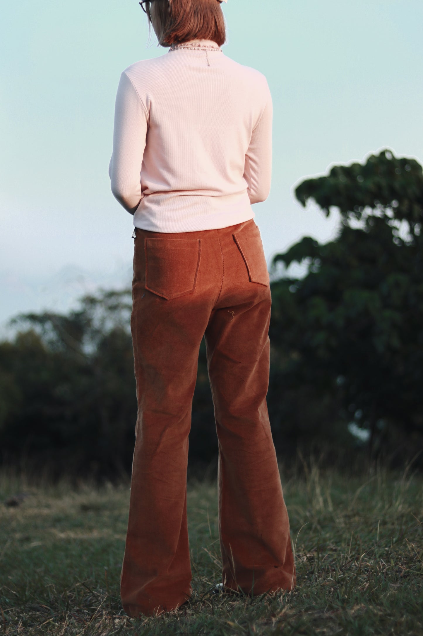 Corduroy Bootcut Pants (Brown)
