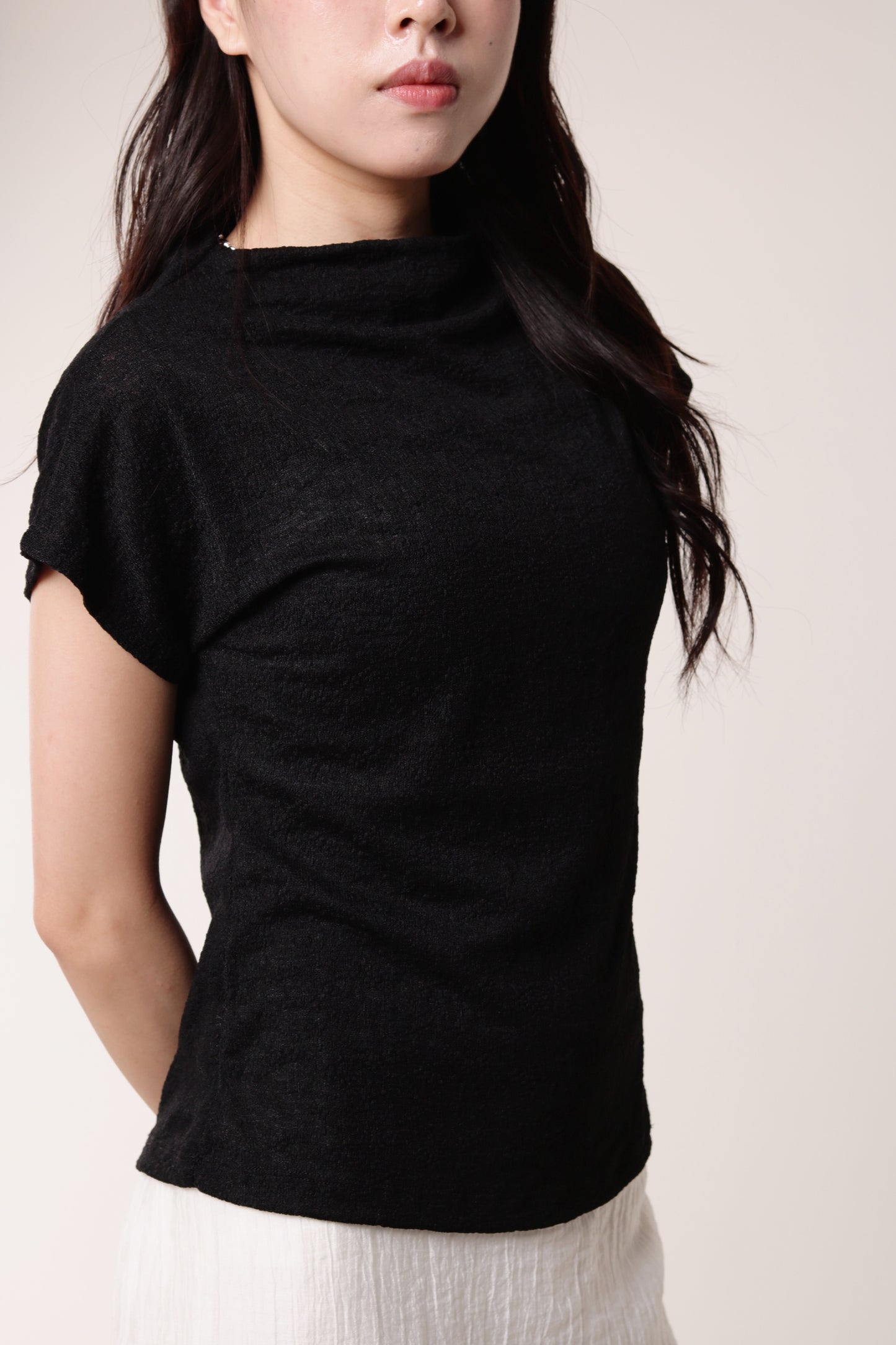 Mesh Mock Neck Top (Black)