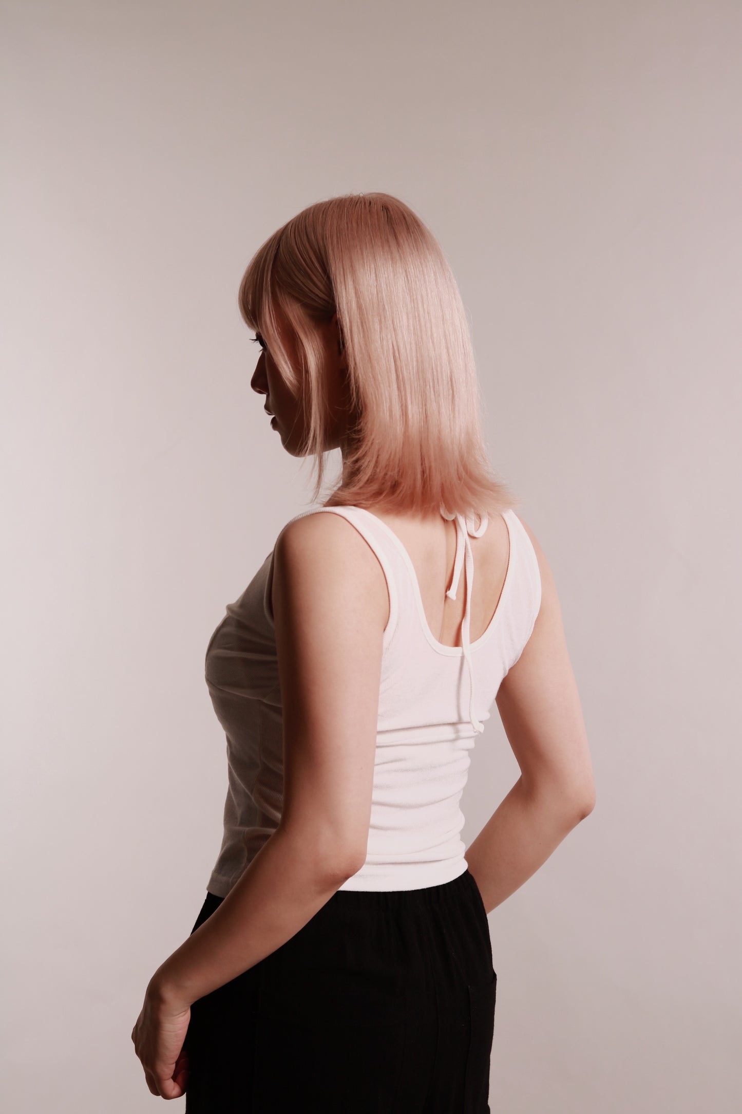 Layered Halter Tank Top (White)