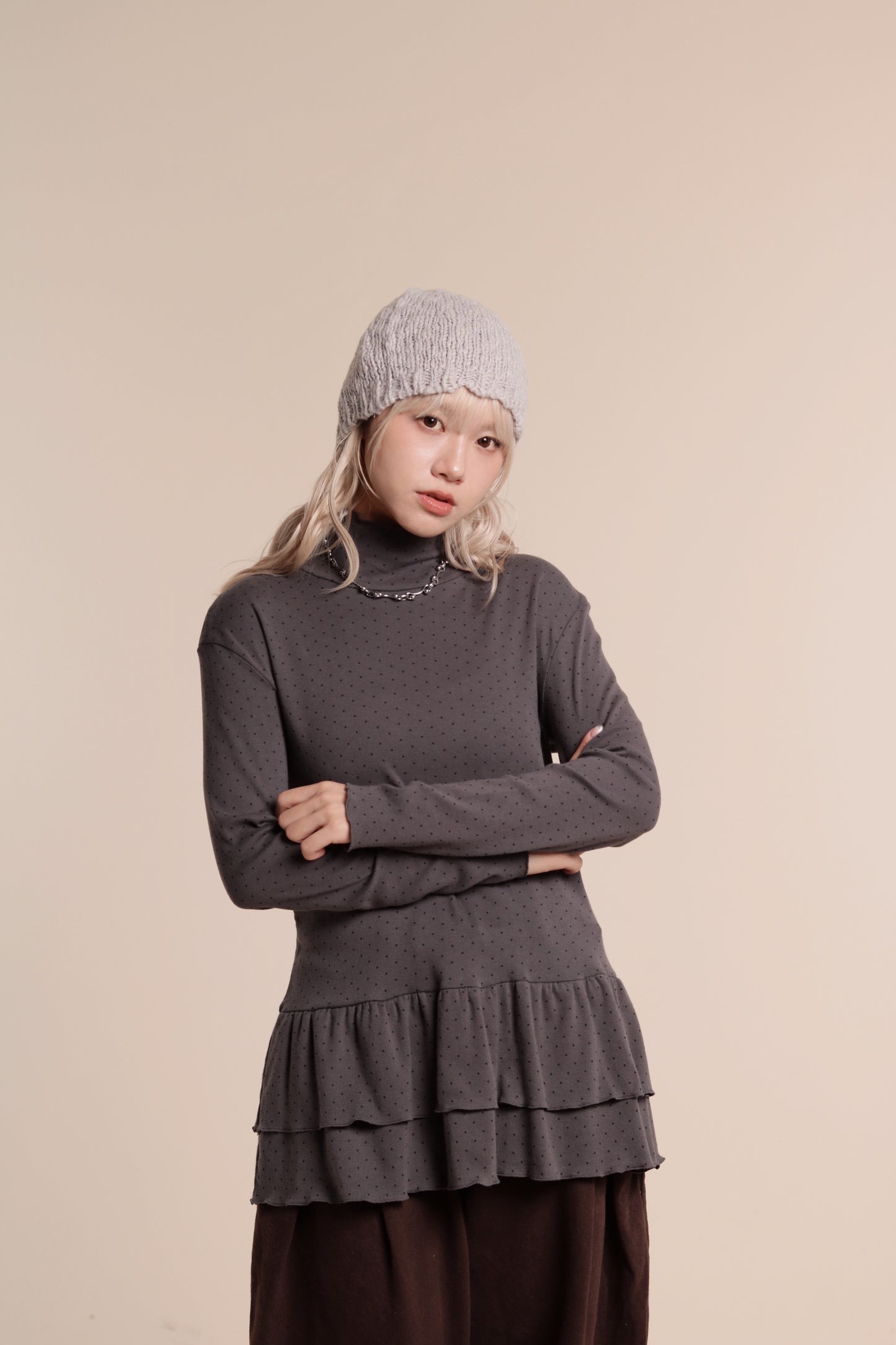 Knit Beanie (Light Grey)