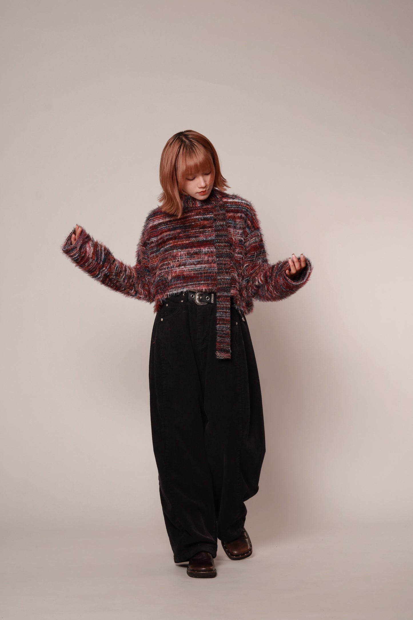 Fluffy Rainbow Sweater (Red)