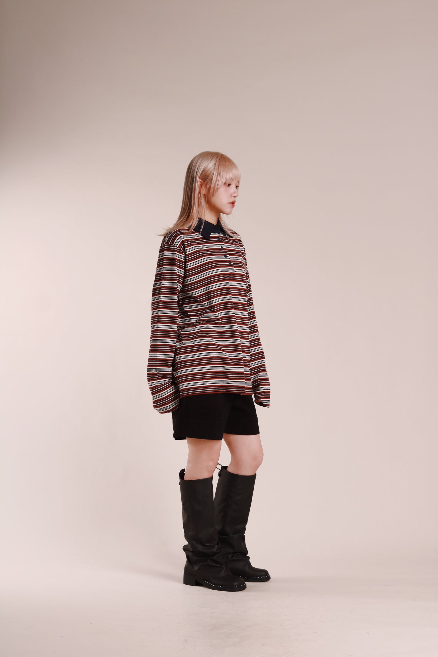 Striped Polo Top (Wine)