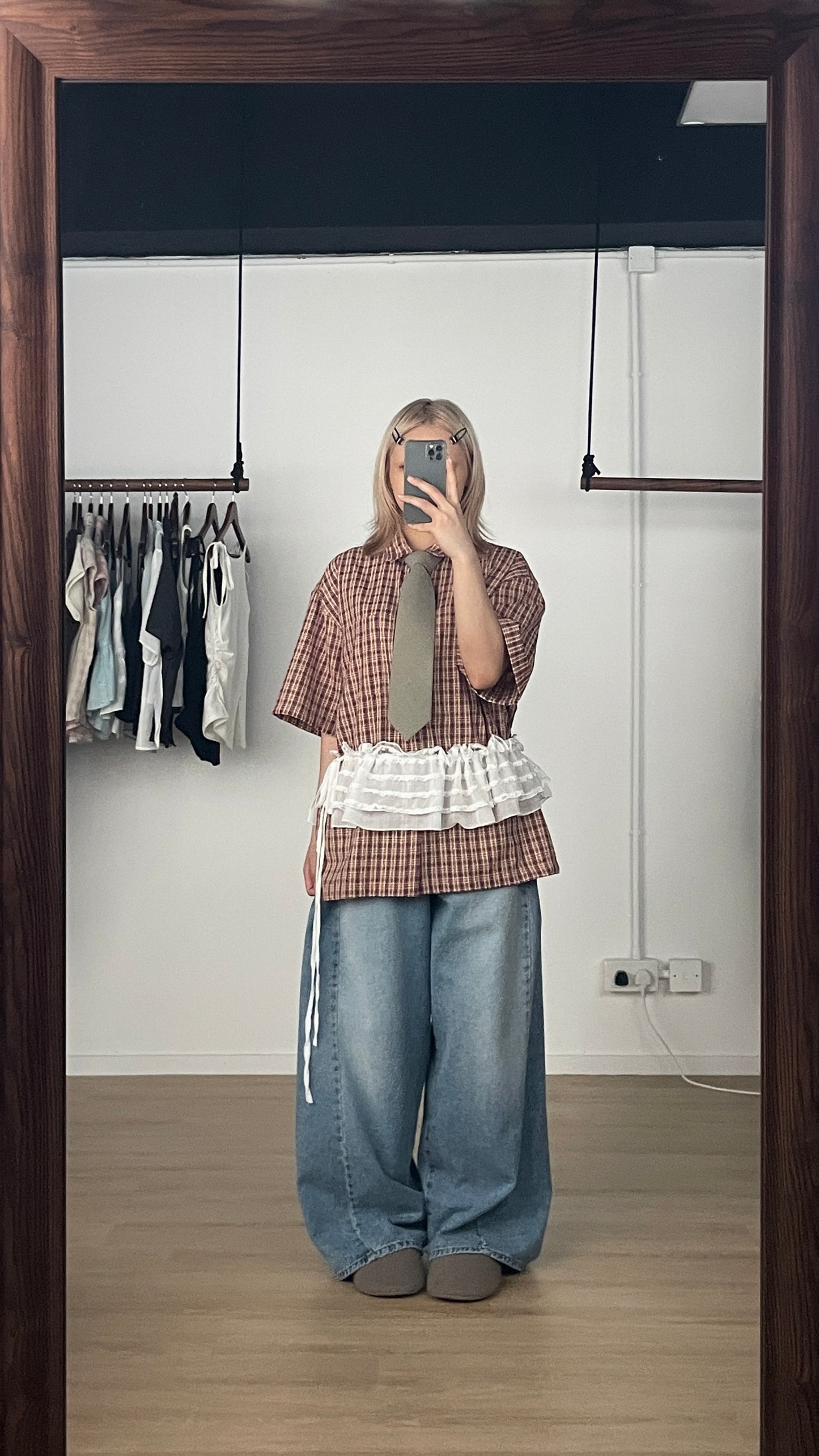 Plaid Loose Shirt (Brown)