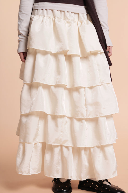 Ruffle Tiered Skirt (Ivory)