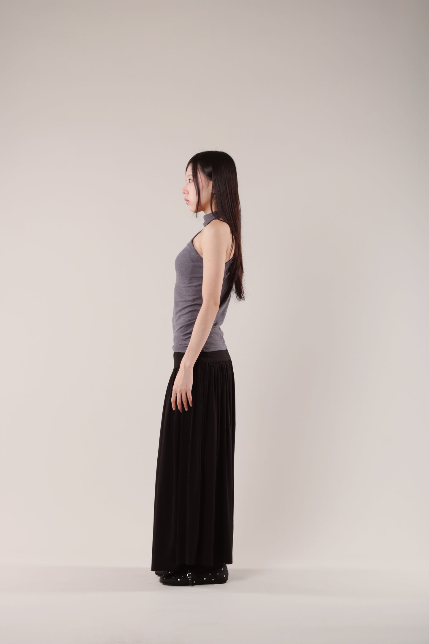 Linen Scarf Top (Charcoal)
