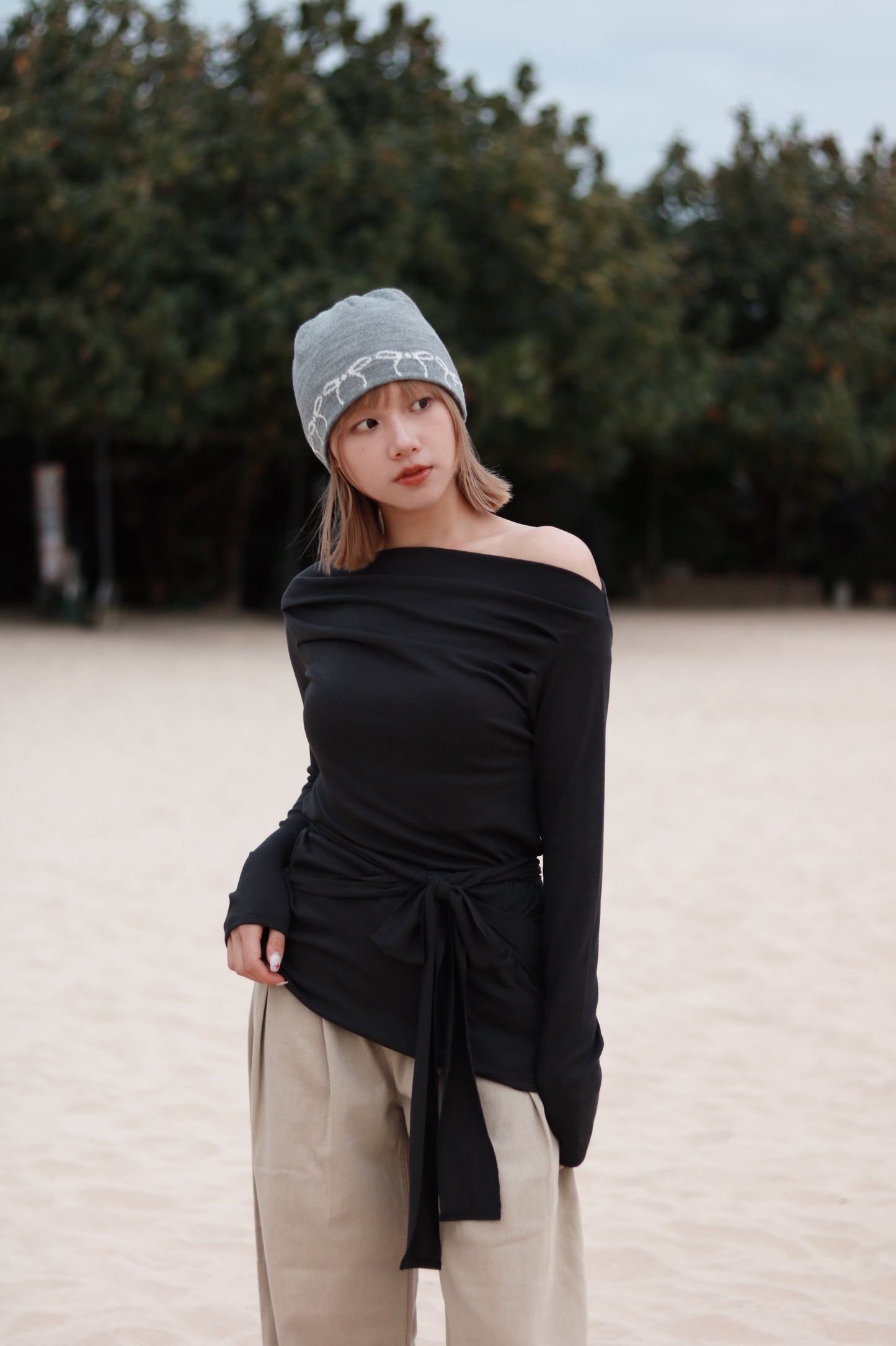 Little Ribbon Beanie (Grey)