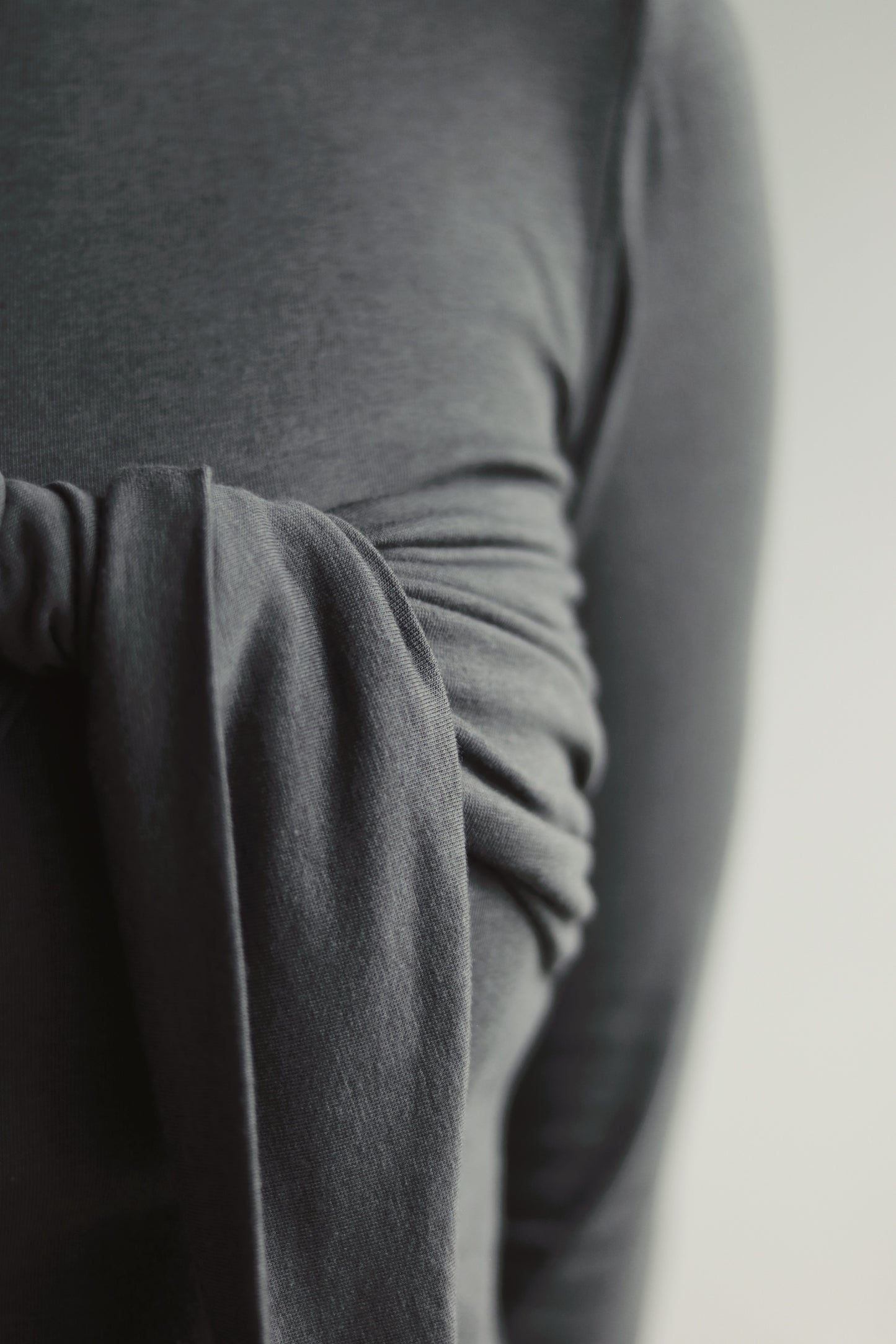 Gathered Long Tee (Charcoal)