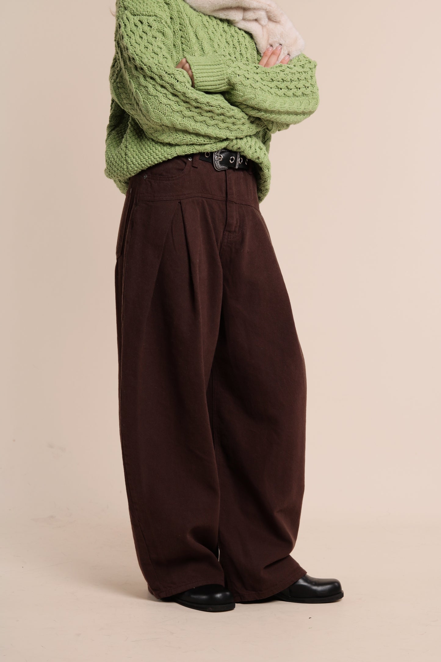 Nolan Pleat Pants (Brown)