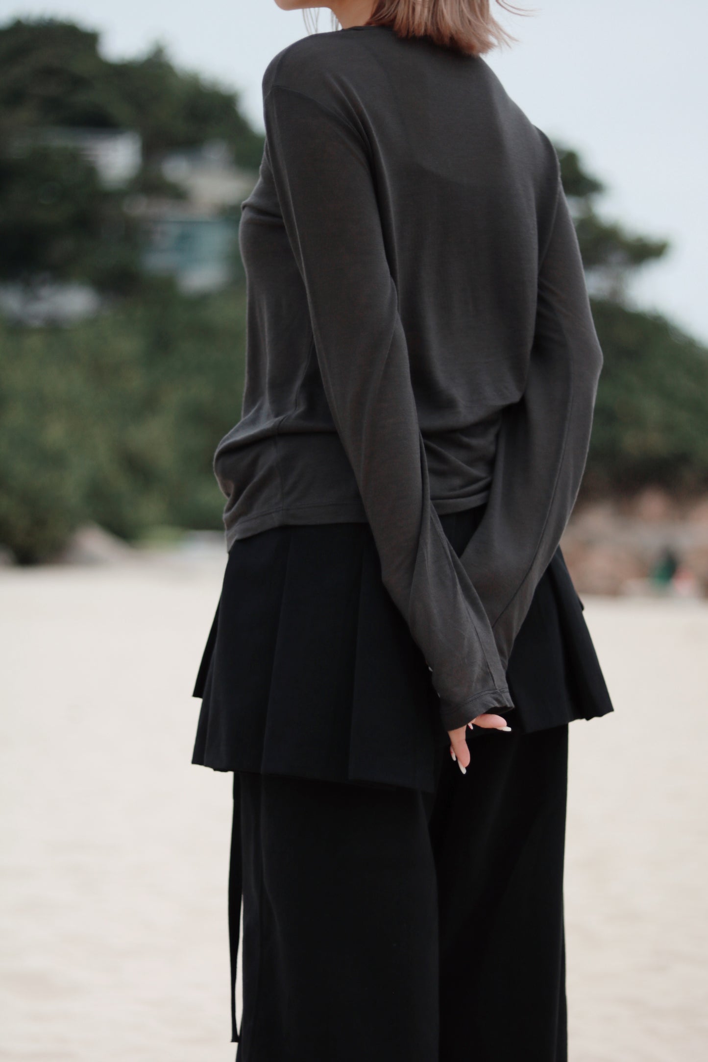 Spring Basic Top (Charcoal/Pink/Purple/White)